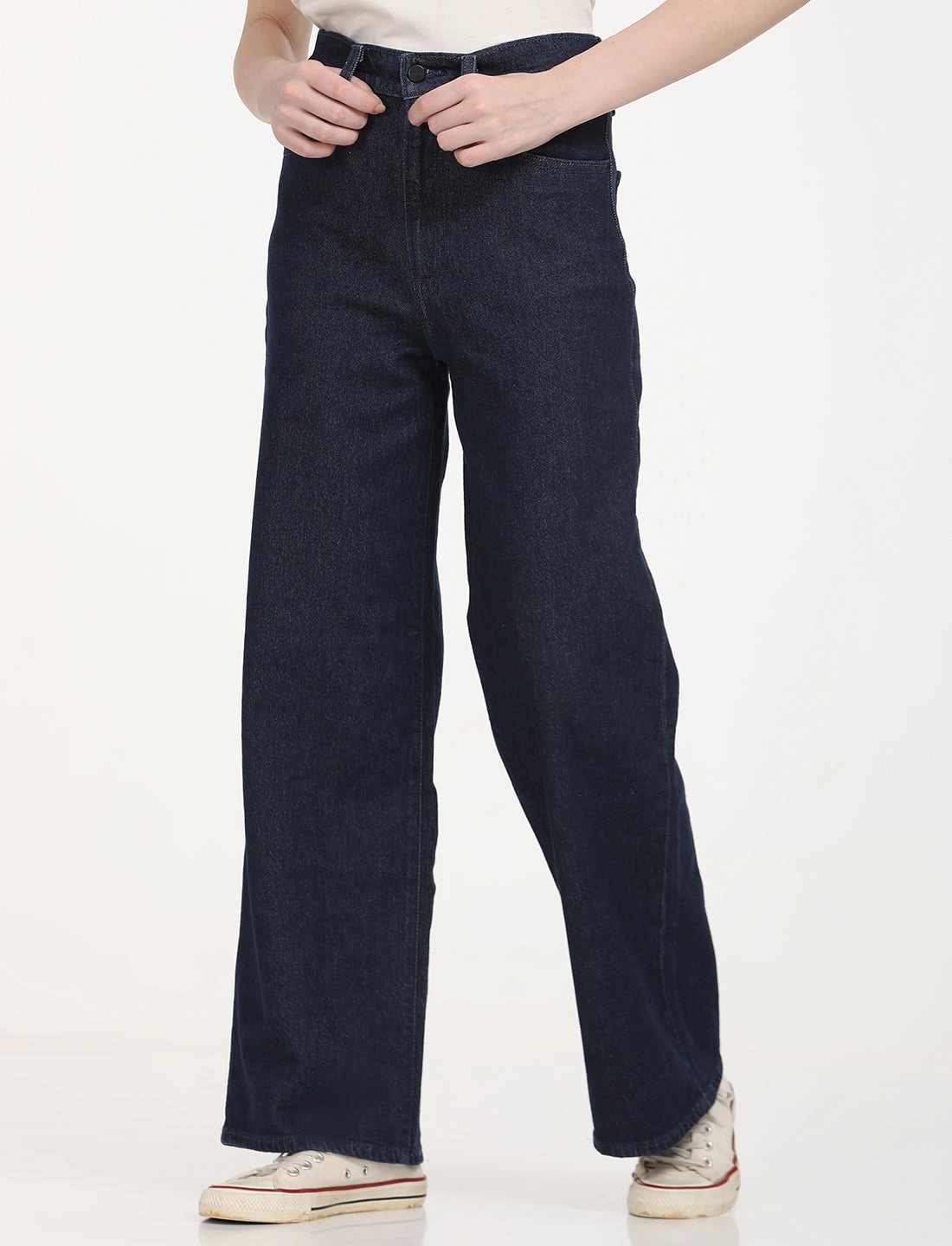 Comfortable Look Women's Redloop Mid Rise Navy?Bootcut Trousers