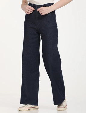 Curved Waistline Soft Touch Women's Redloop Mid Rise Navy?Bootcut Trousers