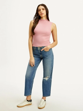 Perfect Length Design Women's 94 Blue Baggy Fit High Rise Jeans