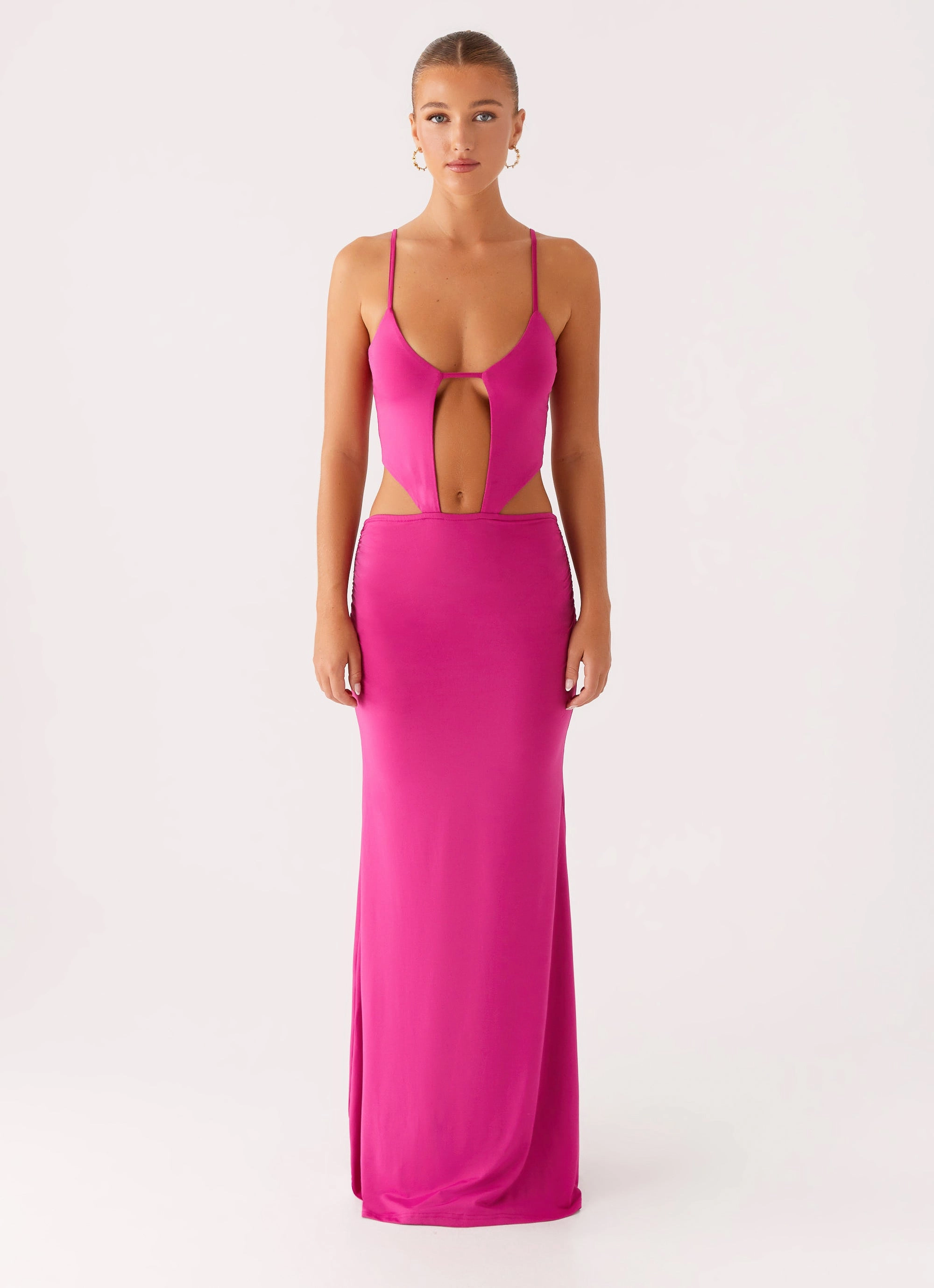 Layered Look Headliner Maxi Dress - Fuchsia
