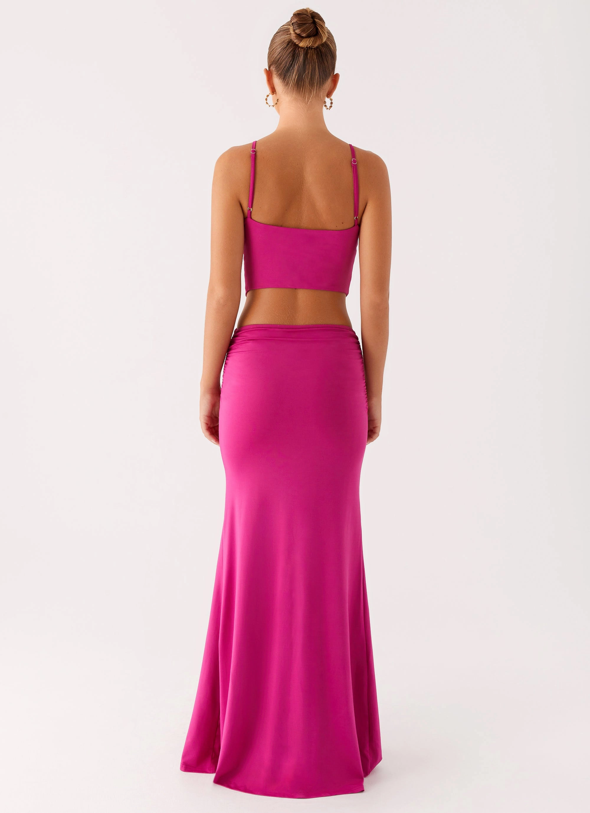 Front-Slit Fine Details Headliner Maxi Dress - Fuchsia