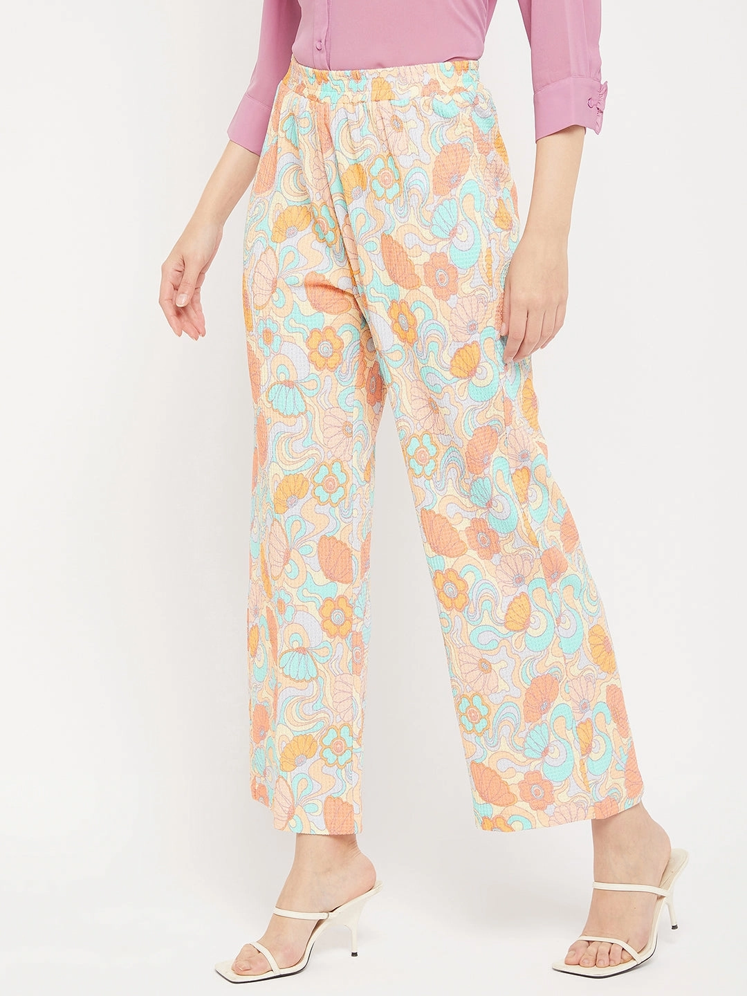 No Fuss Madame Floral Flared Trousers