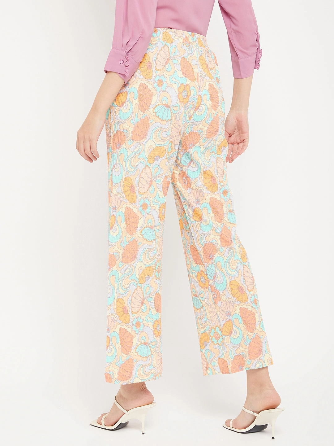 Madame Floral Flared Trousers Odor Control Technology Wrinkle resistant fabric