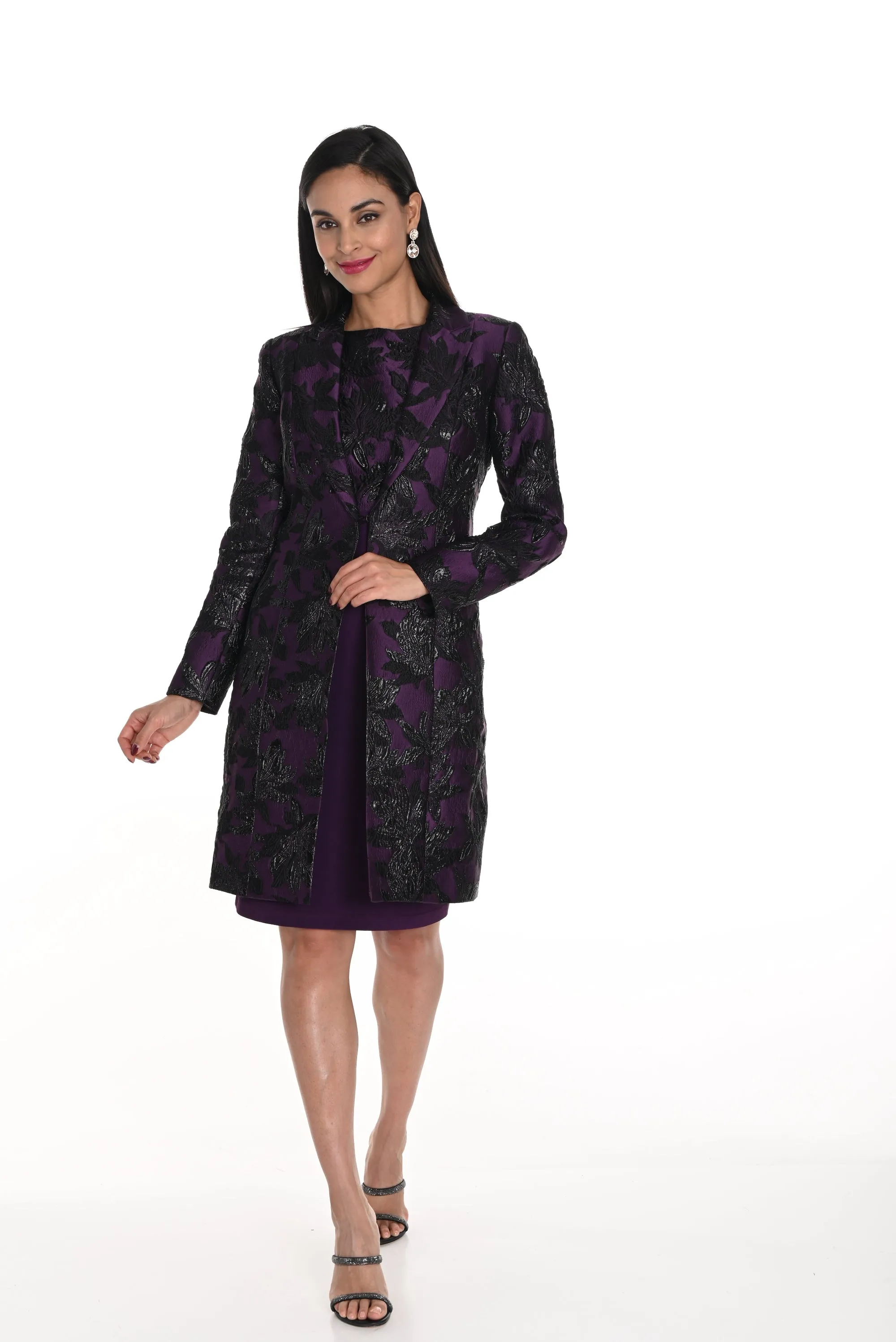 Hooded style Quilted Interior Frank Lyman - 249423U Jacquard Statement Coat