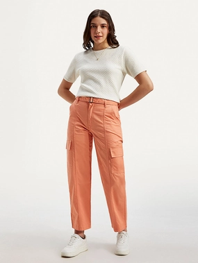 Soft Aesthetic Women's 94 Orange Baggy Fit Mid Rise Jeans