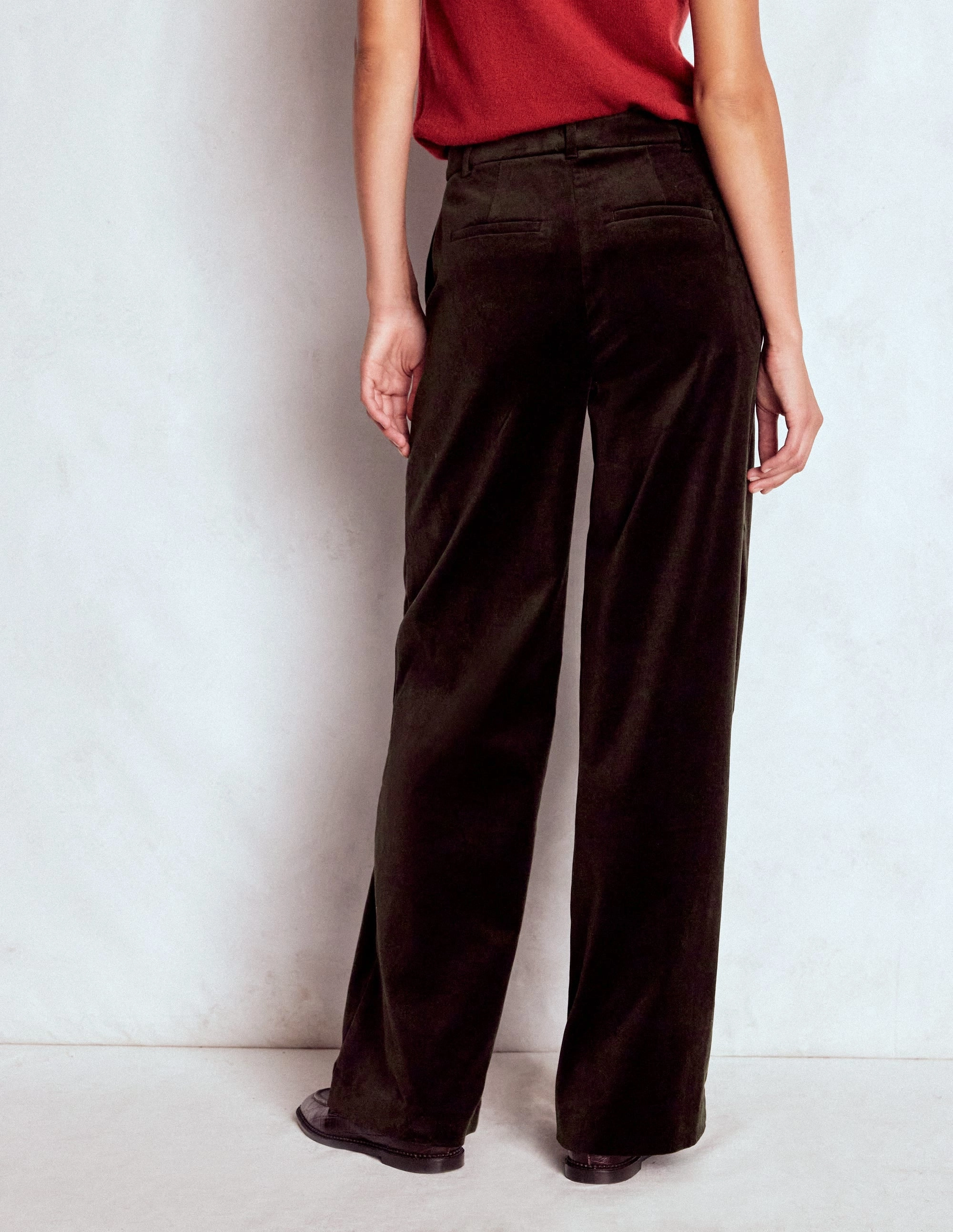 Layered Panel Design Belgravia Velvet Trousers-Espresso