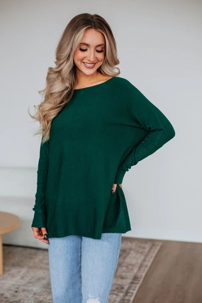 Edella Sweater - Hunter Green Effortless Fit Flexible Drop Shoulder