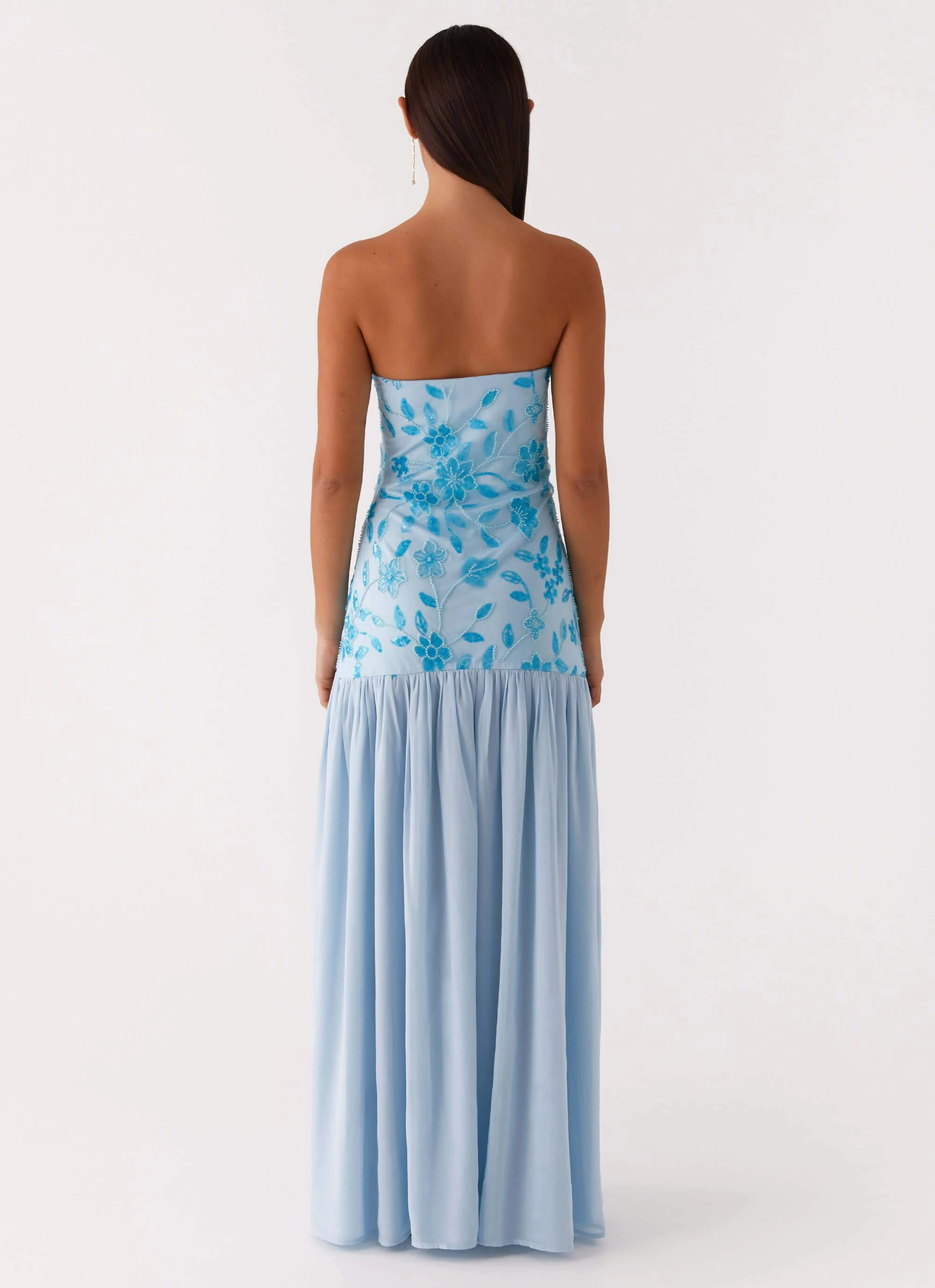 Pure Look Form Fit Eden Strapless Beaded Maxi Dress - Blue