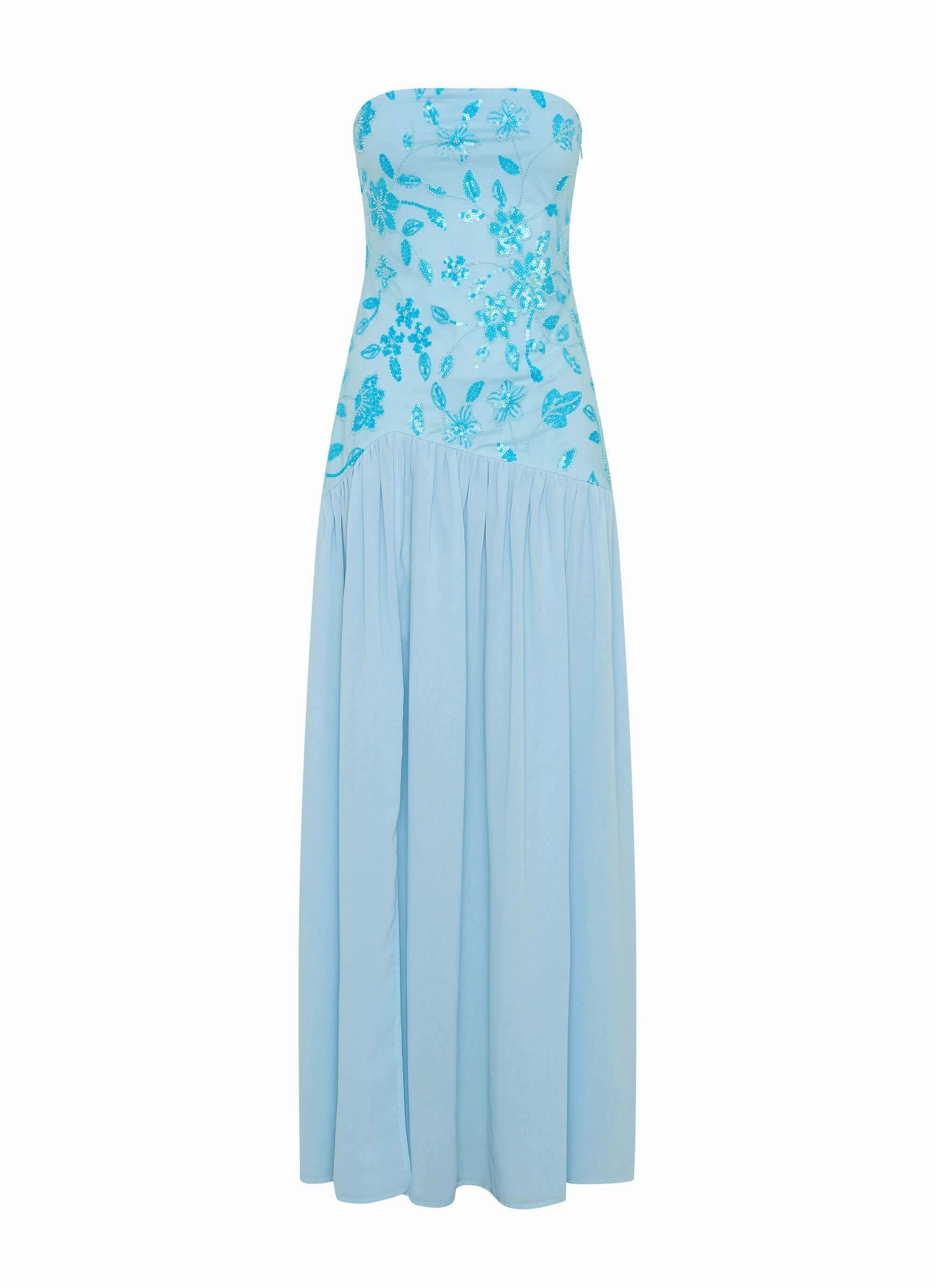 Eden Strapless Beaded Maxi Dress - Blue Lounge Vibe Bridal-Shower