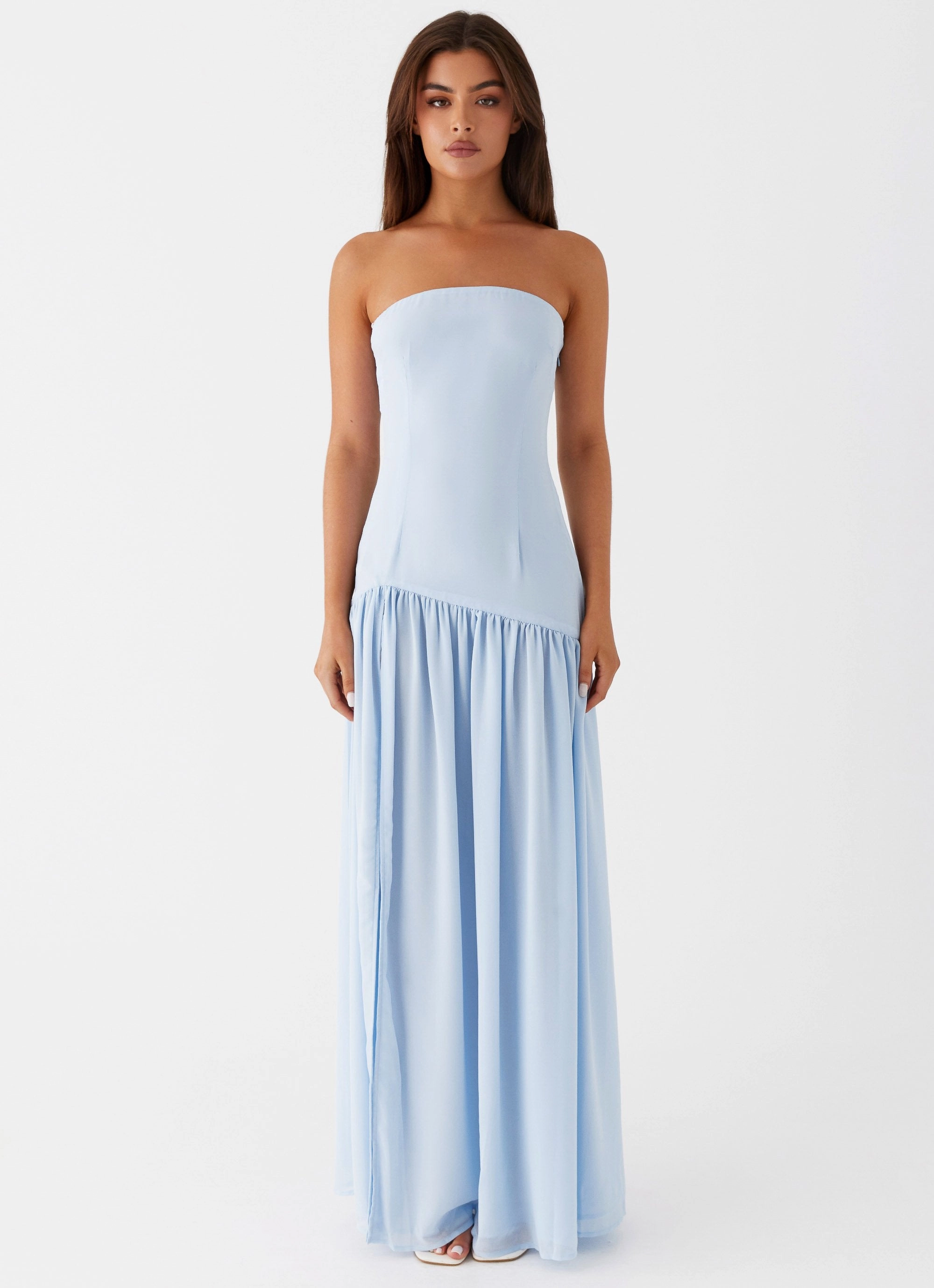 Eden Strapless Maxi Dress - Blue Artistic Vibe