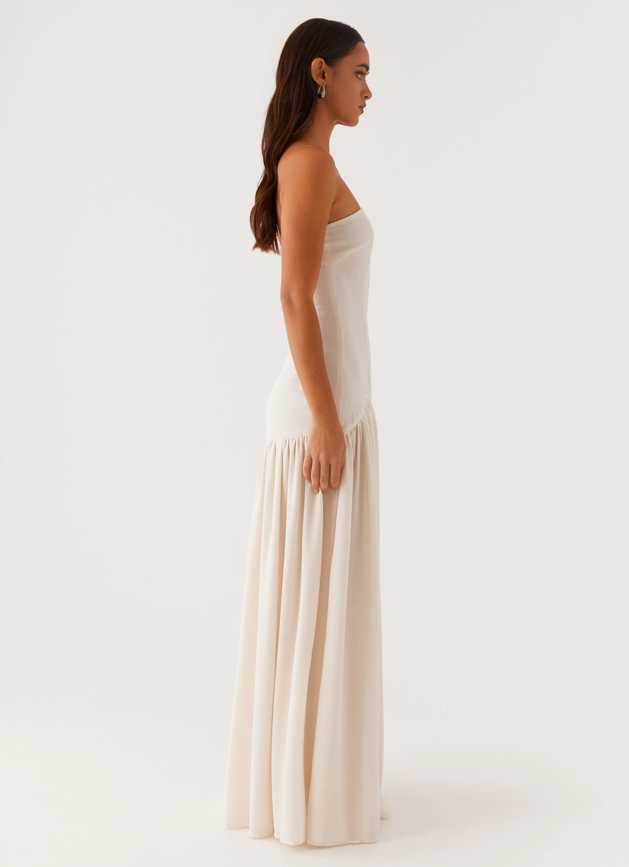 Relaxed Waistband City Rhythm Eden Strapless Maxi Dress - Ivory