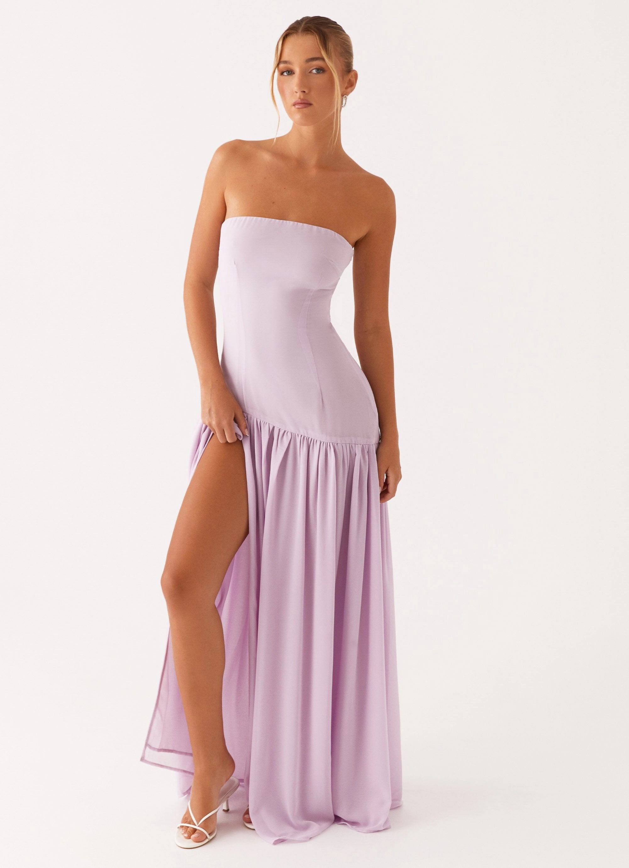 Eden Strapless Maxi Dress - Lilac Tailored Style Elegant Layer