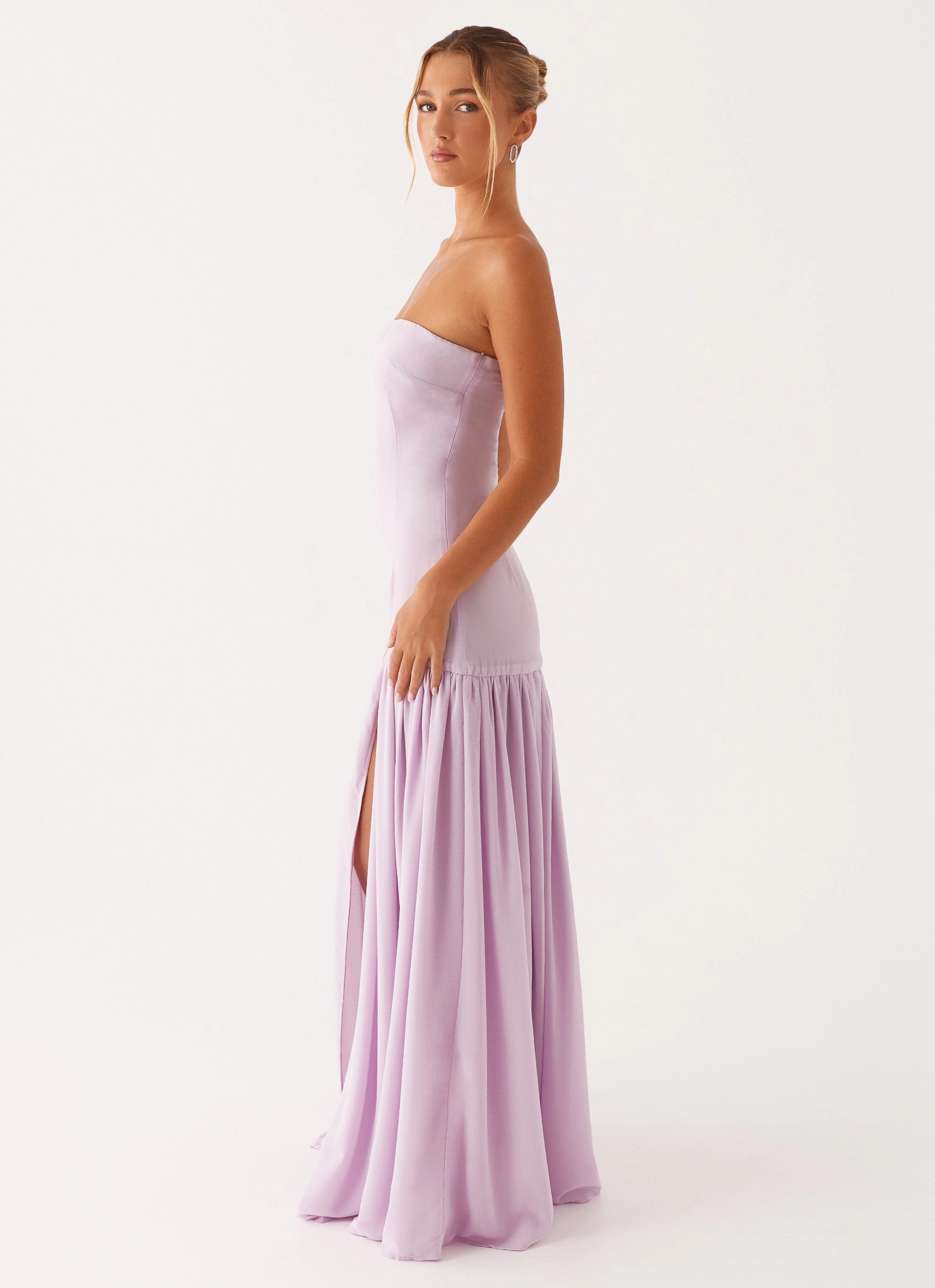 Eden Strapless Maxi Dress - Lilac Artistic Vibe