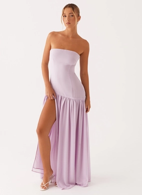 Eden Strapless Maxi Dress - Lilac Tailored Style Elegant Layer