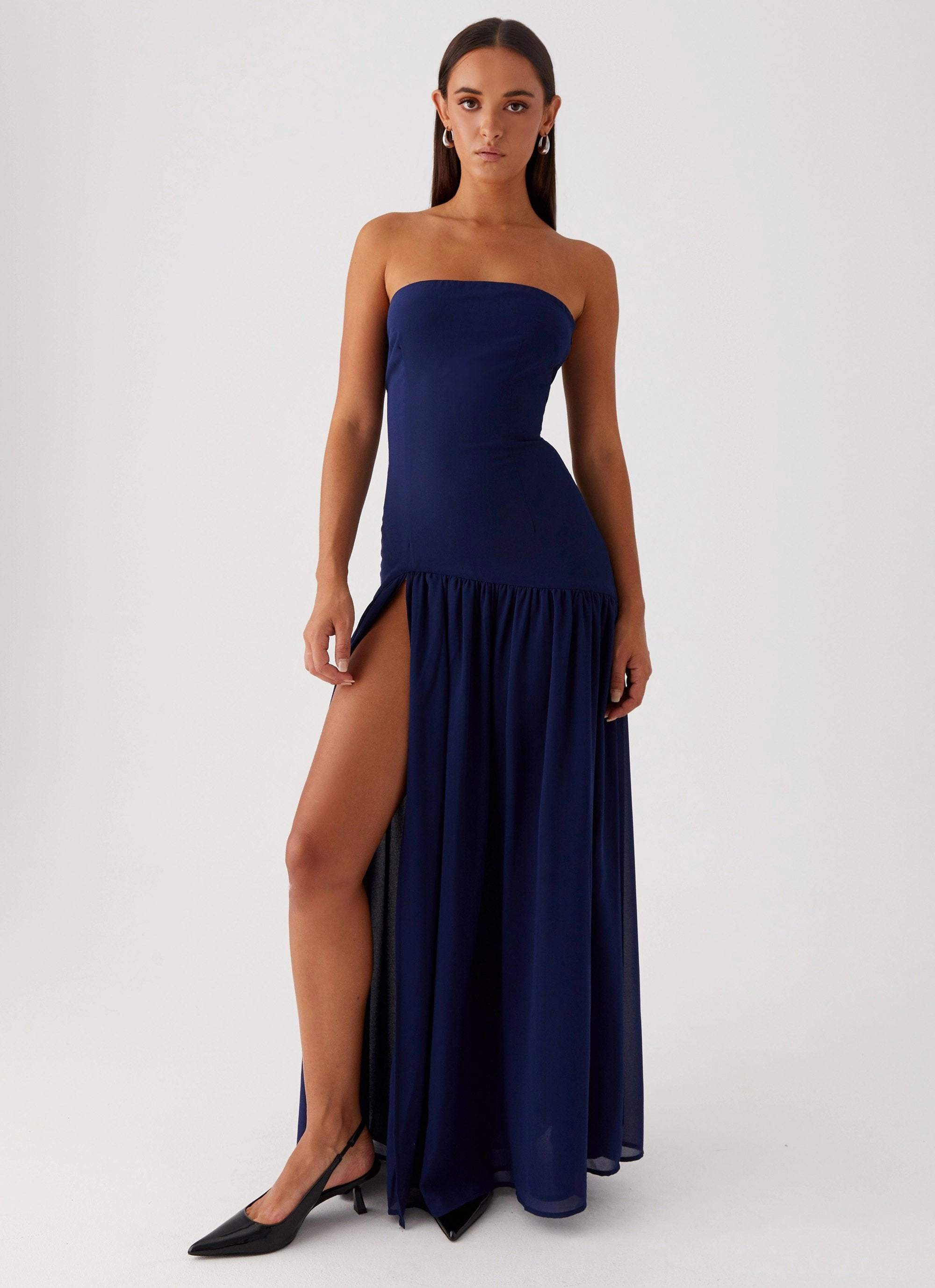 Nordic Calm Picture Perfect Eden Strapless Maxi Dress - Navy