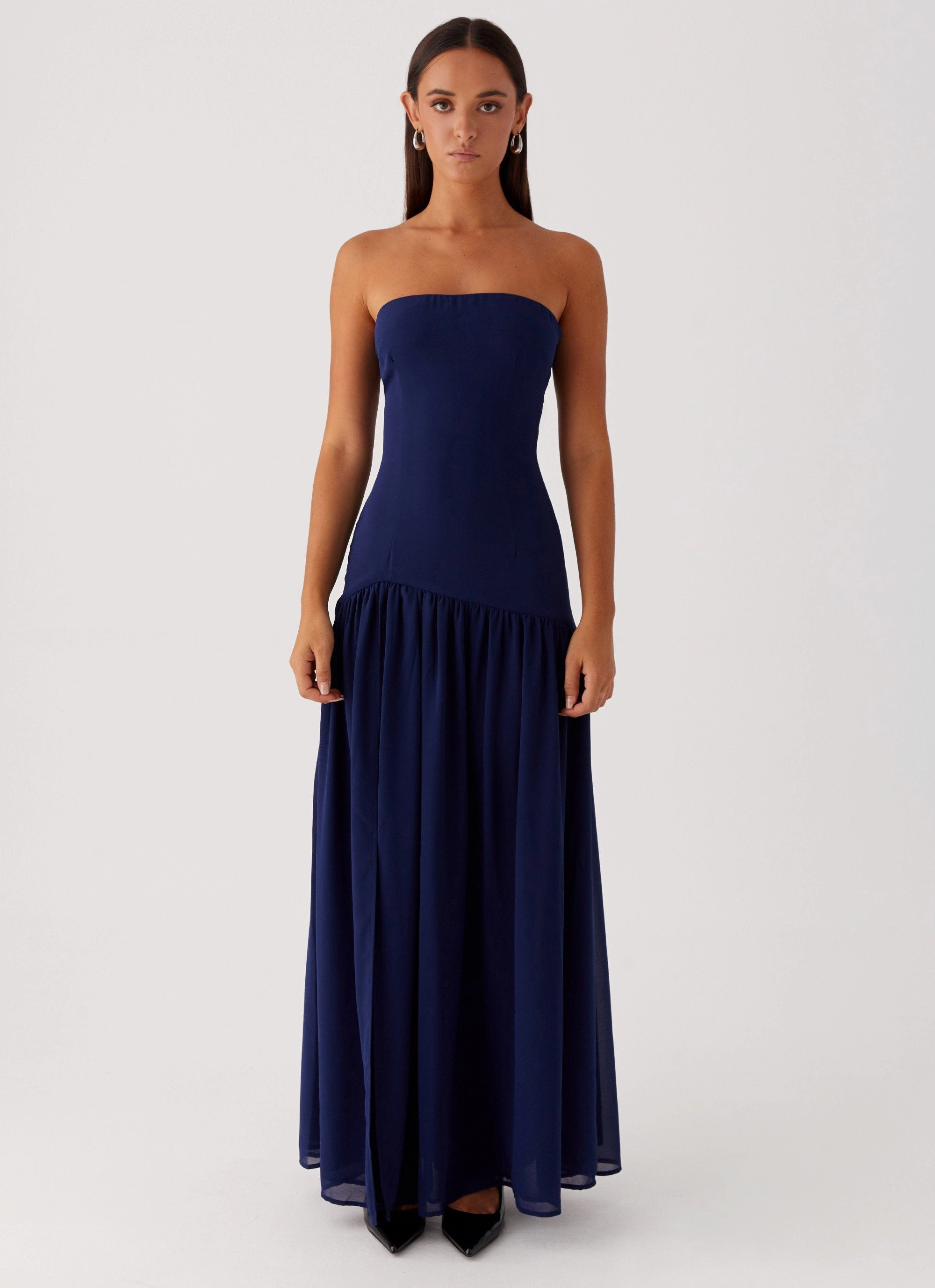 Eden Strapless Maxi Dress - Navy Relaxed fit wear Bust-Enhancing