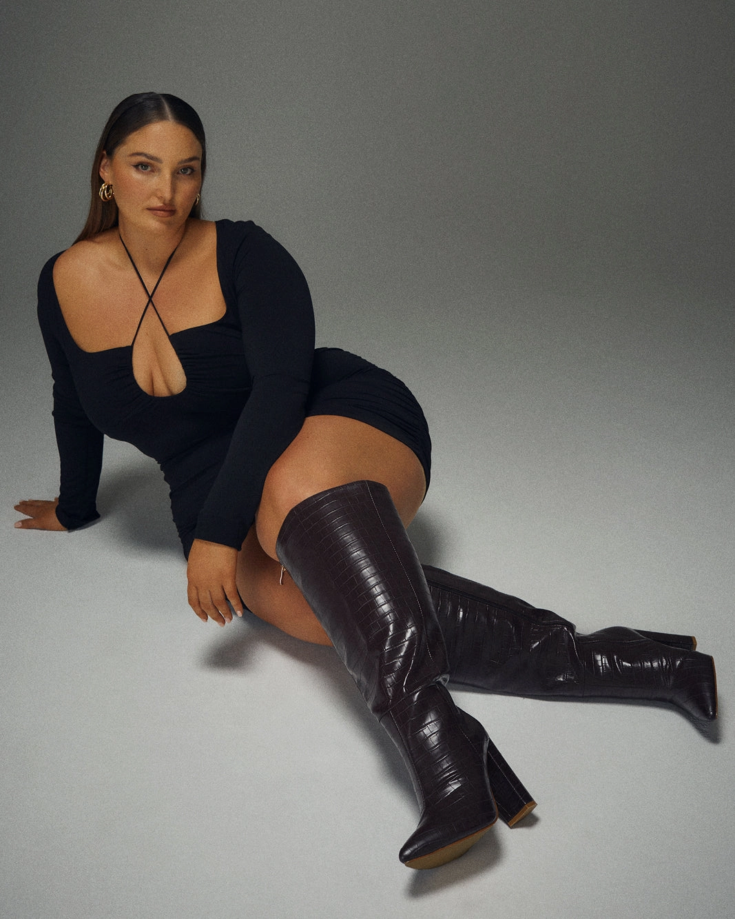 Lightweight Comfort Holiday Feel MILLA CURVE - CHOCOLATE CROC