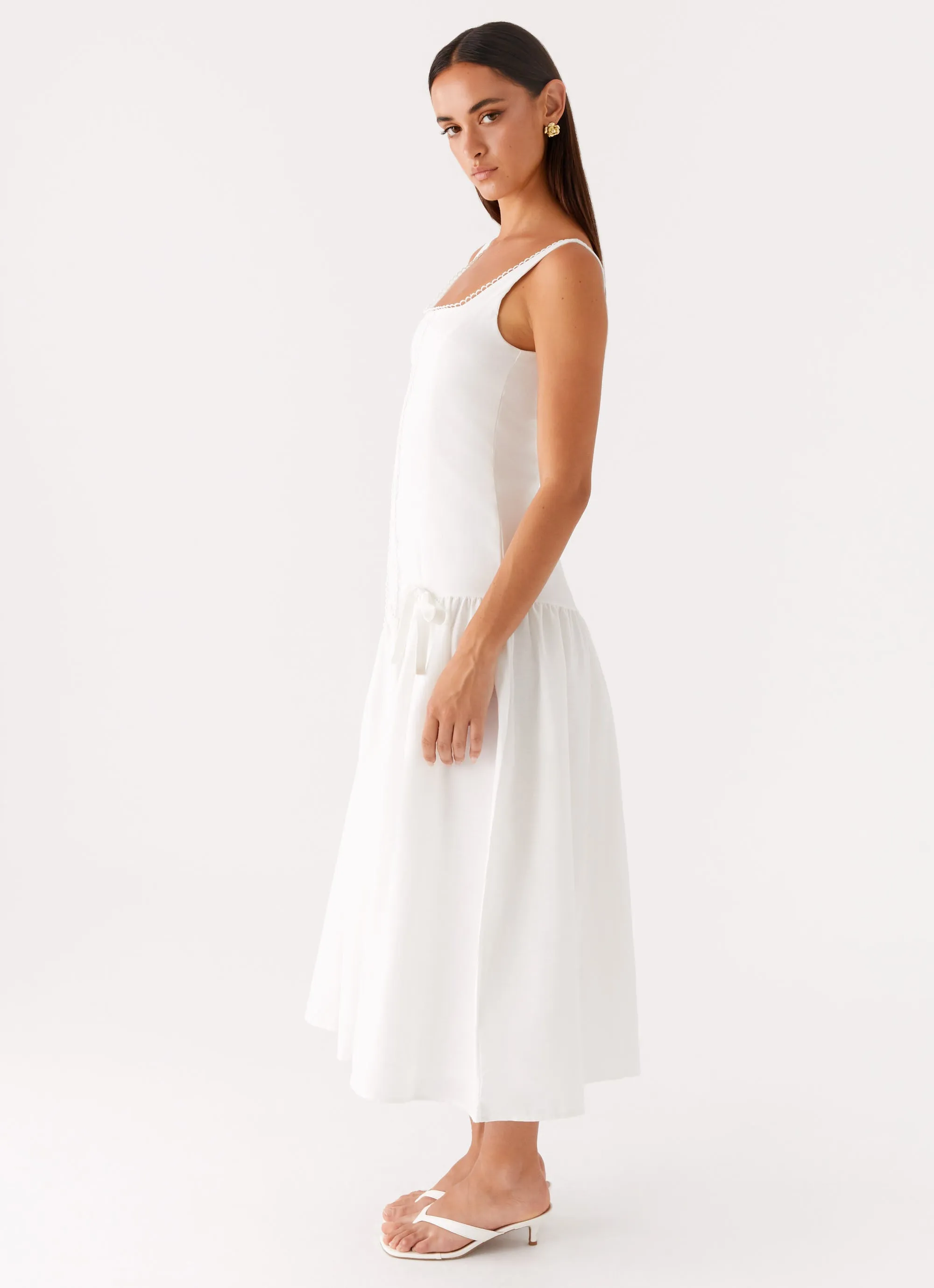 Esmerelda Midi Dress - White Sharp Edge