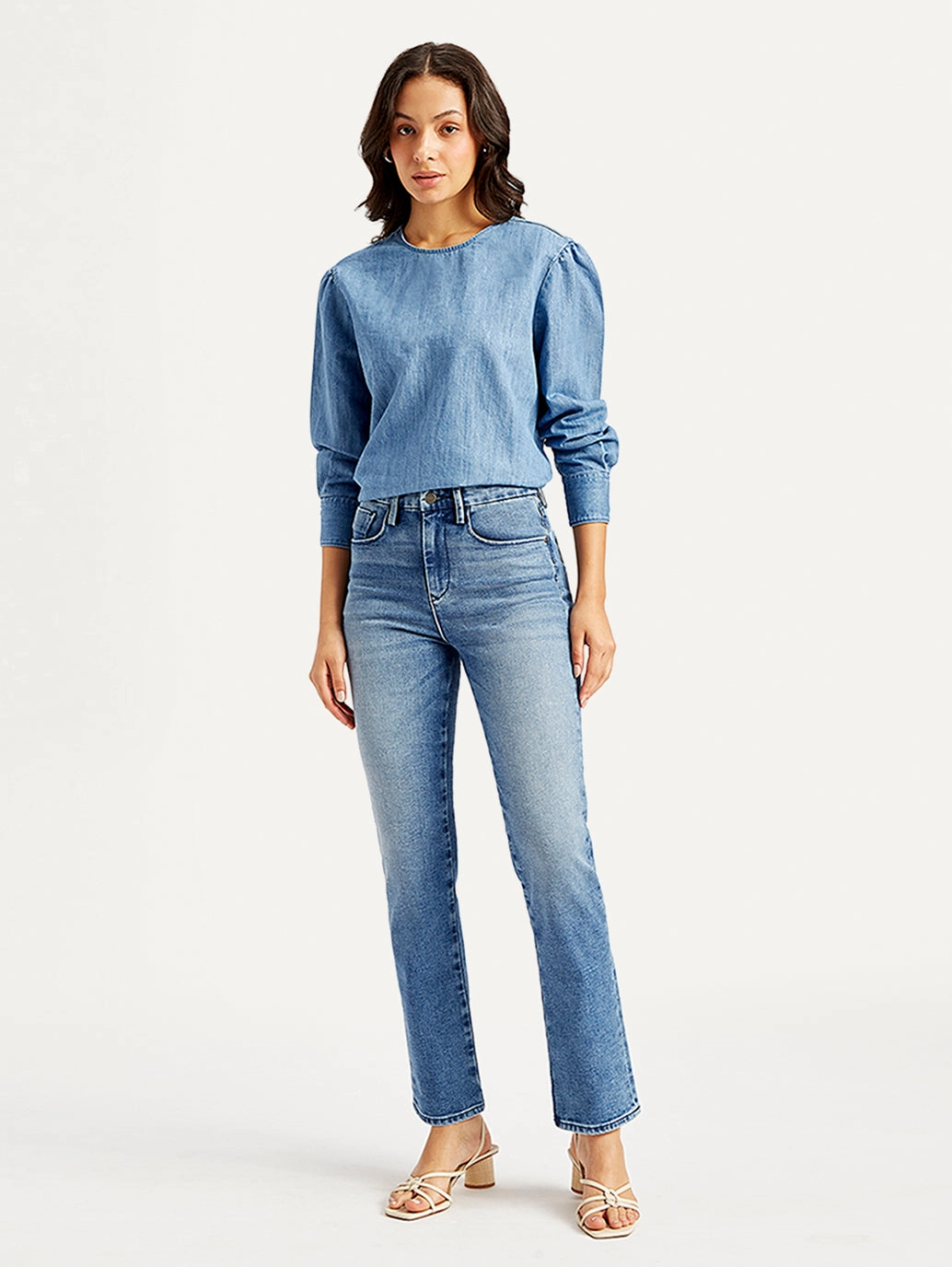 Fashion Essential Beach Day Brunch Outfit Elegant Women's Redloop 724 Blue Straight Fit High Rise Jeans