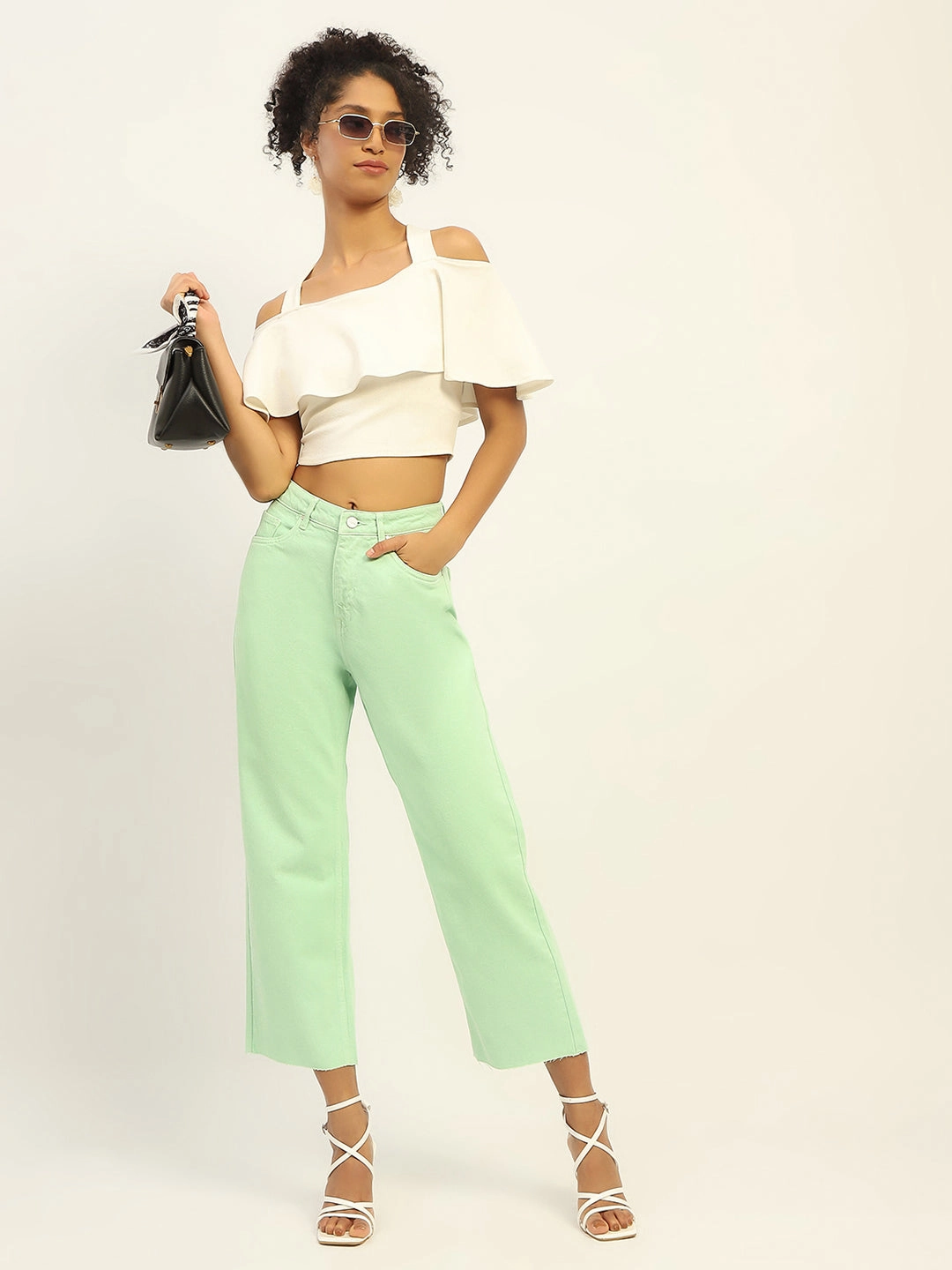 Daily Clothing Madame Regular Mid Rise Cotton Green Denim