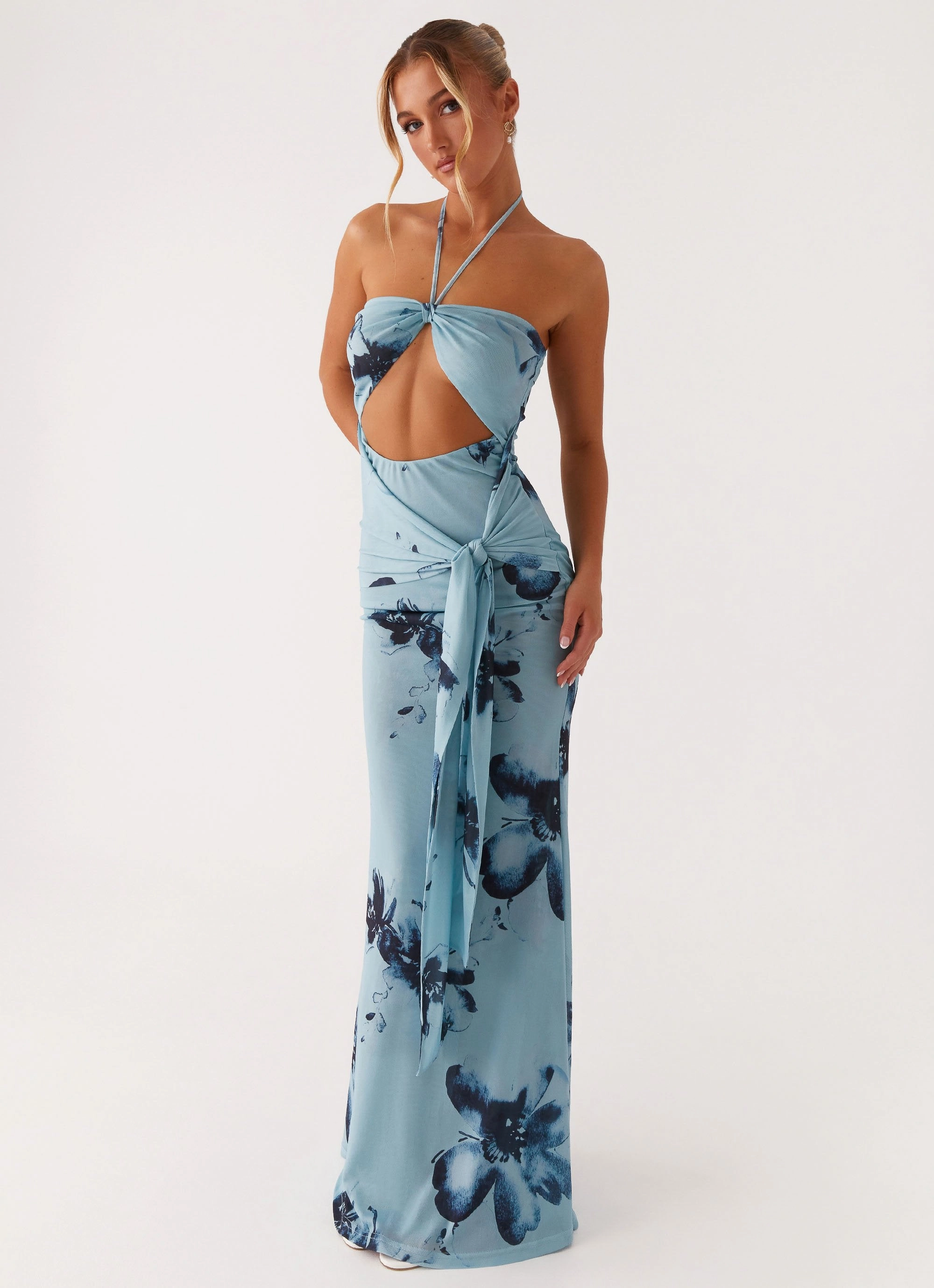 Antonia Maxi Dress - Black Blue Floral Comfortable and Soft garden wedding