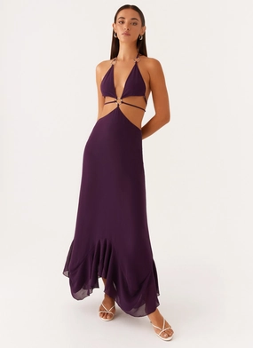 Feminine empire waist dress Bronx Halterneck Maxi Dress - Mulberry
