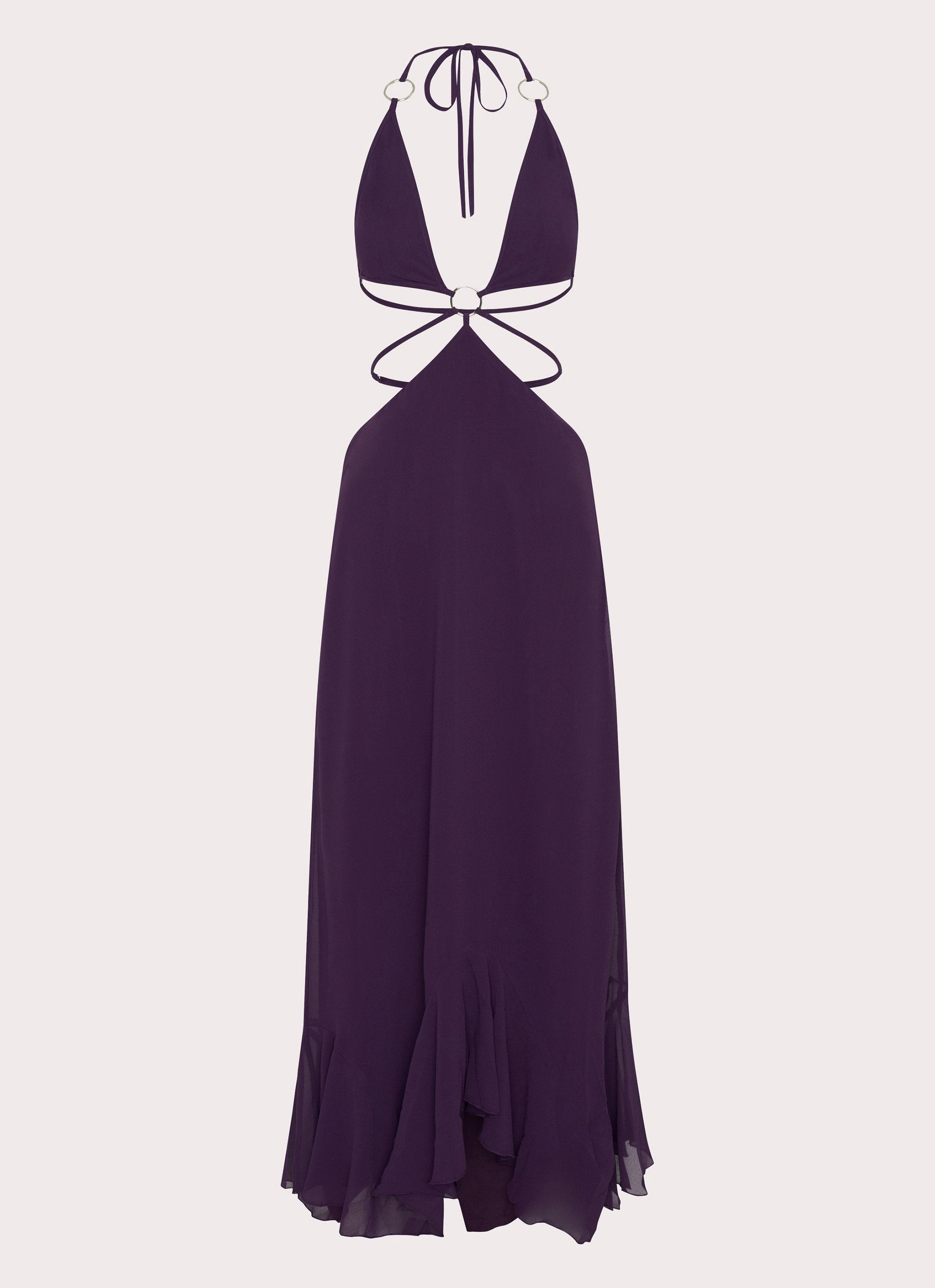 Bronx Halterneck Maxi Dress - Mulberry Smart Look