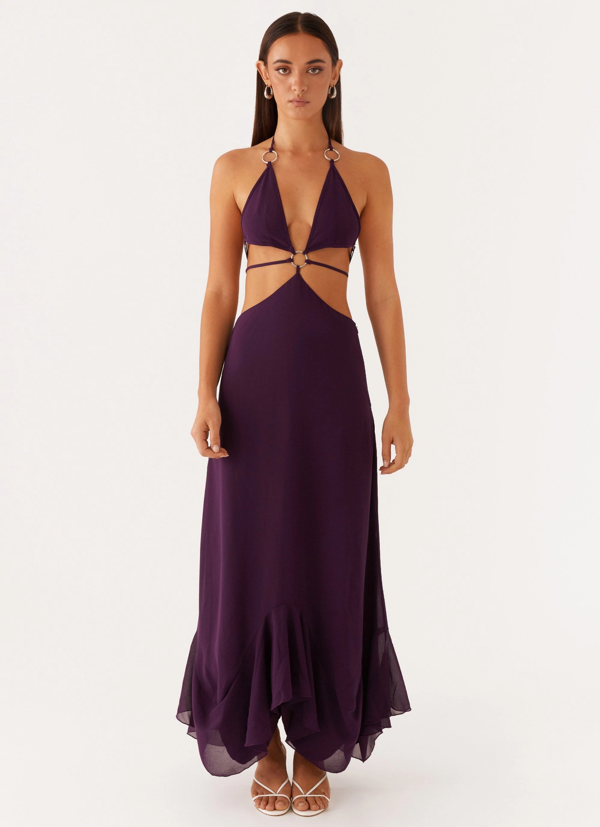 Bronx Halterneck Maxi Dress - Mulberry Texture Mood