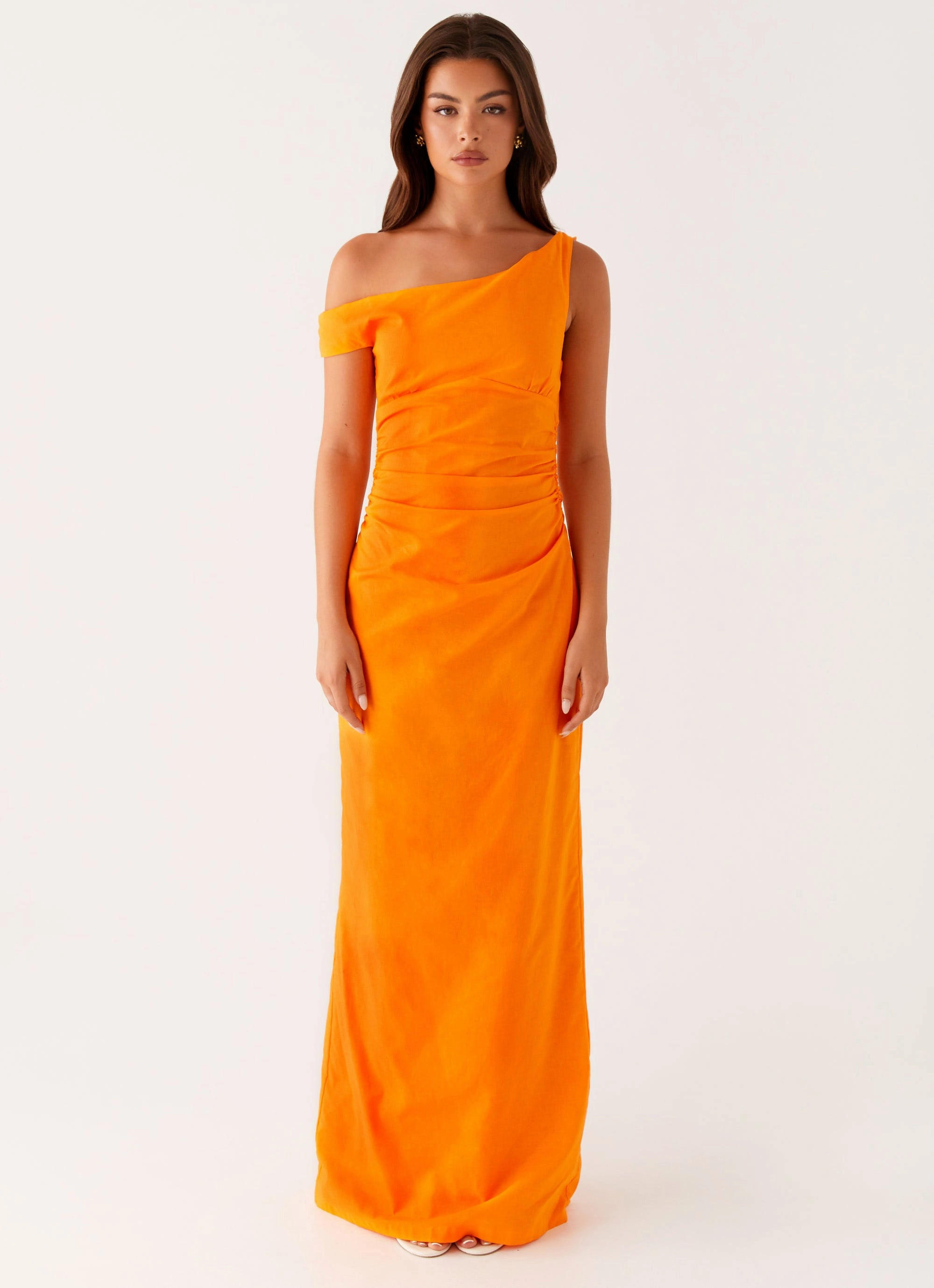 Calm Drape Sophisticated Style Ignite Maxi Dress - Orange