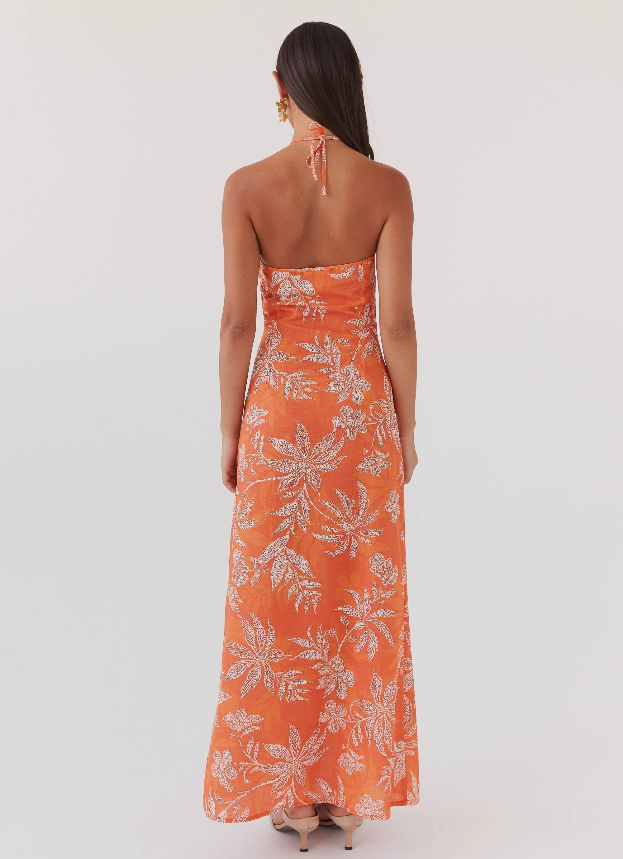 Keliegh Linen Maxi Dress - Tropic Sunset Minimalist Elegance
