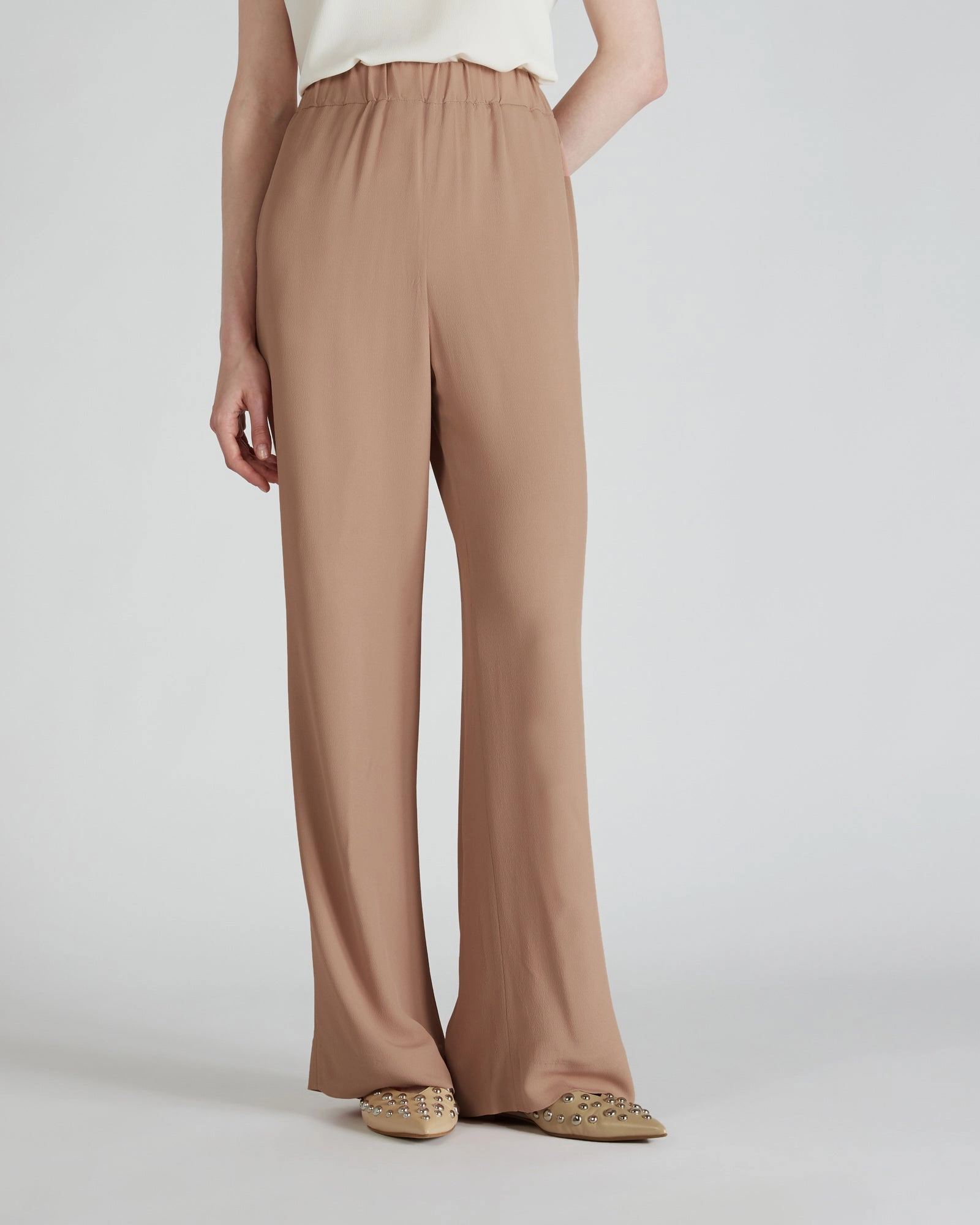 RegularFit Adjustable Drawcord Silk and acetate cr??pe de chine trousers