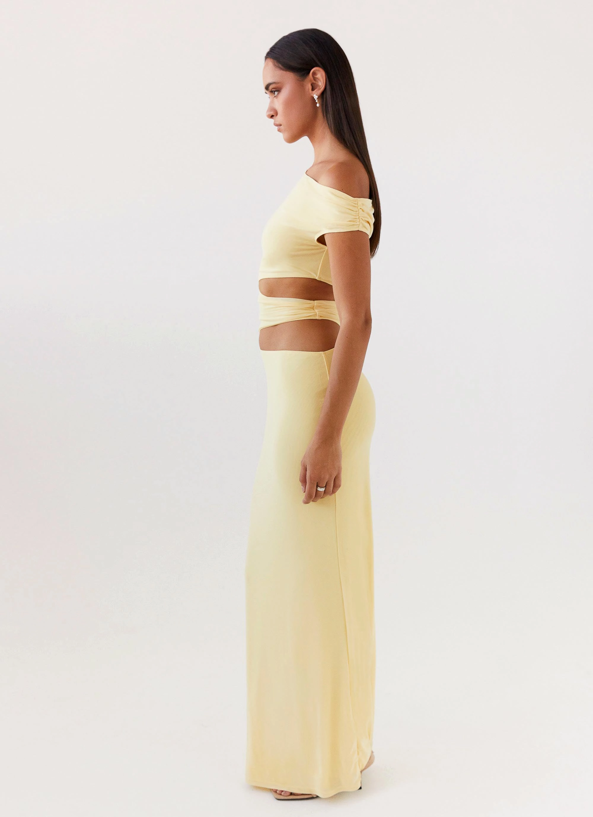 Vintage-Inspired Margot One Shoulder Maxi Dress - Yellow