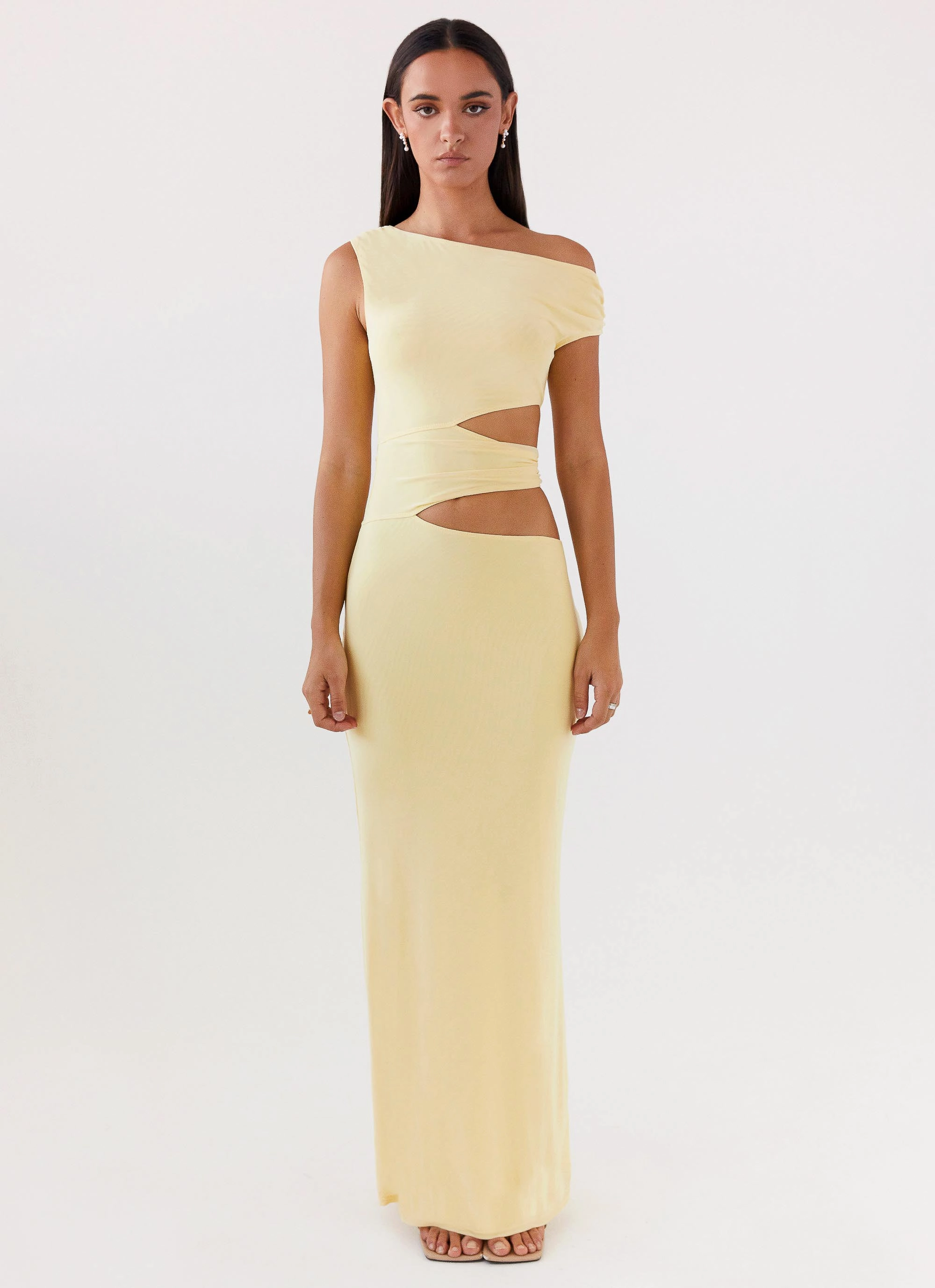 Flowing Fit Margot One Shoulder Maxi Dress - Yellow