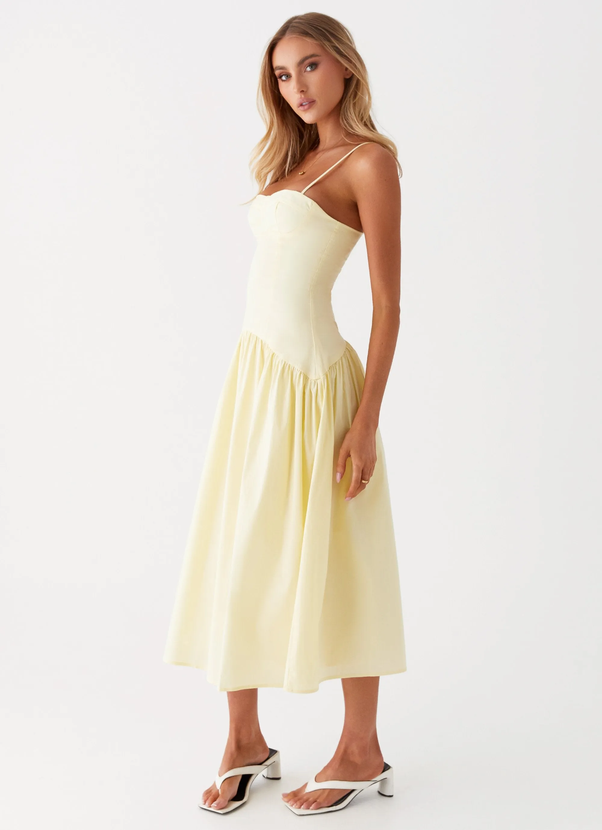 Yvette Corset Midi Dress - Yellow Basic Warm