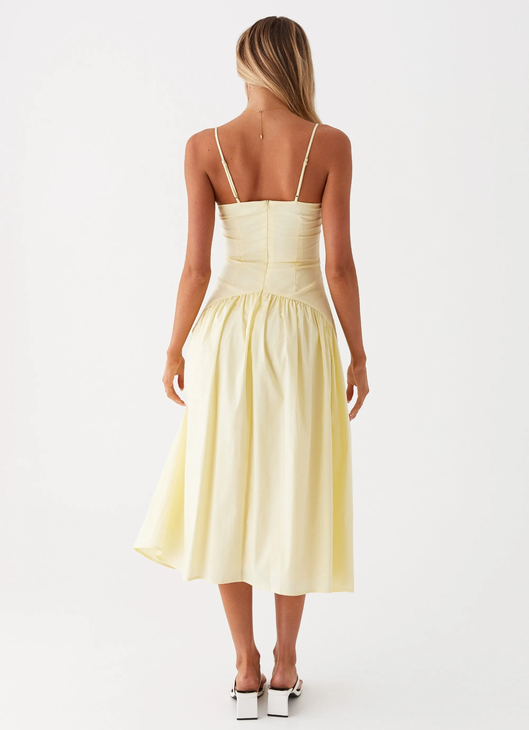 Yvette Corset Midi Dress - Yellow elegant design