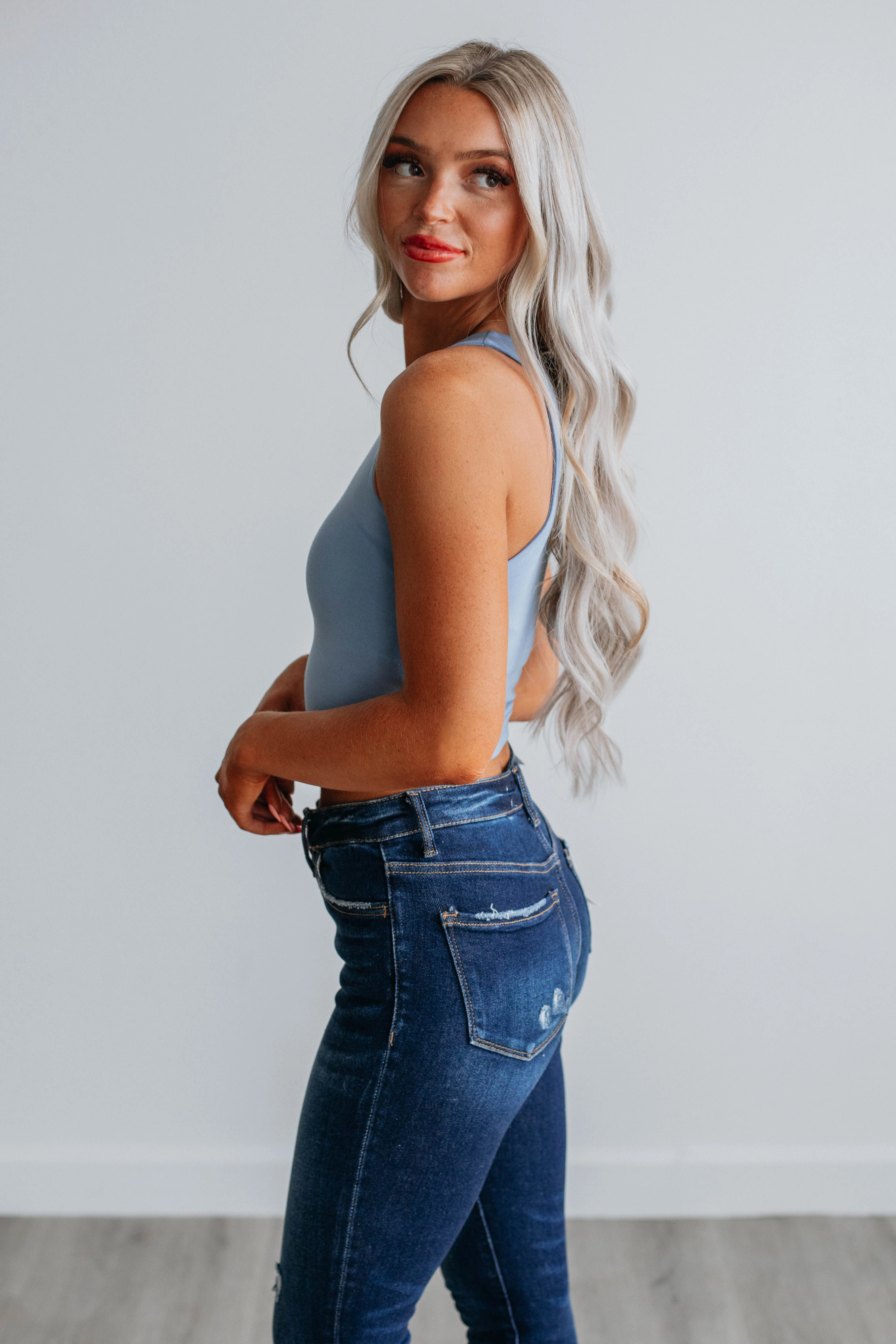 High Strength Thread Urban use Angelina Basic Tank - Powder Blue