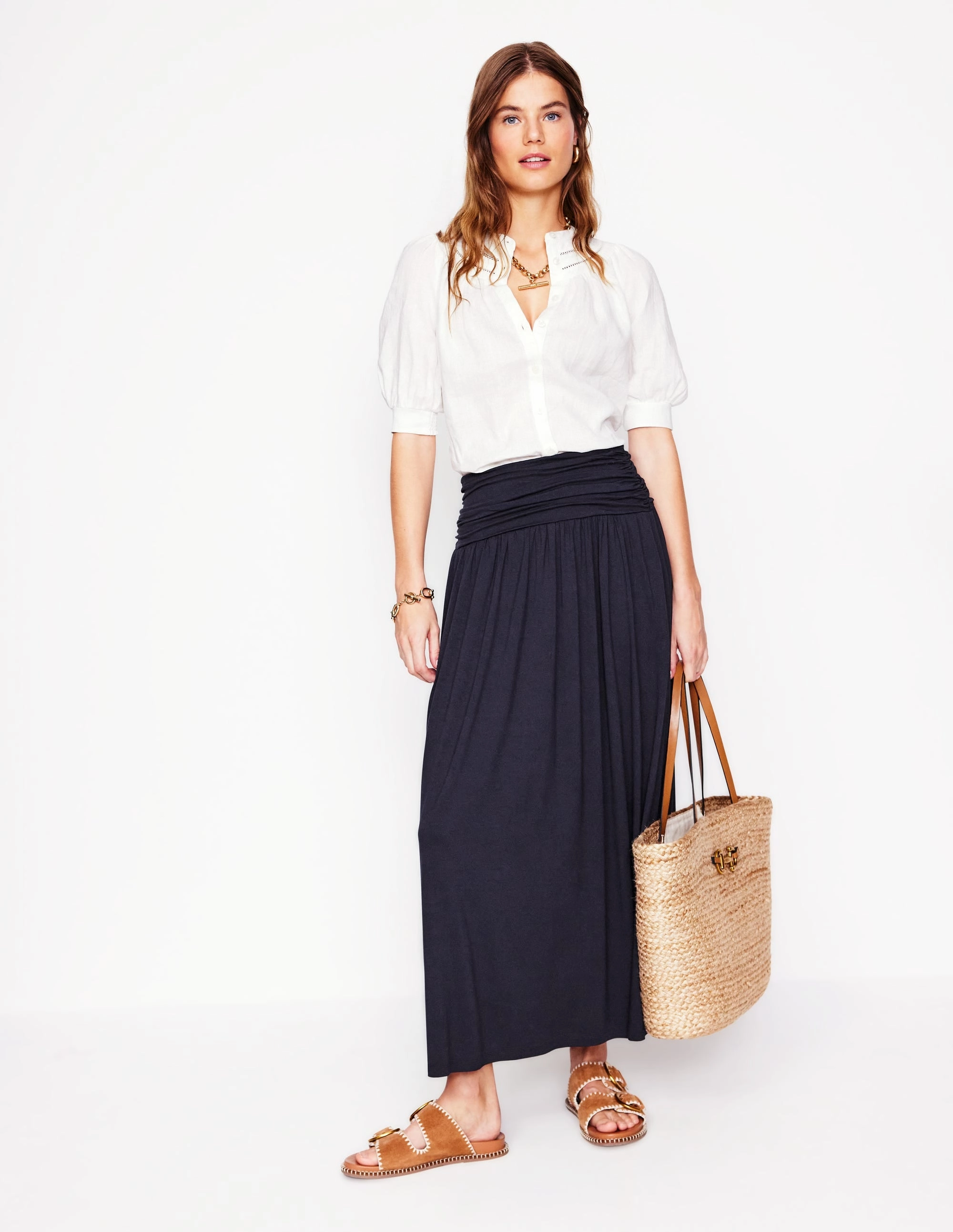 Limited Release Style Staple Rosaline Jersey Skirt-Navy