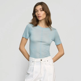 Weekend Comfort Wear Fashion Fit Thea Semi-Sheer Tencel Crew-Neck Tee