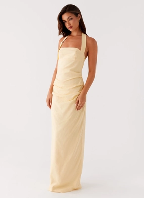 Rumour Has it Maxi Dress - Yellow breathable fabric dress