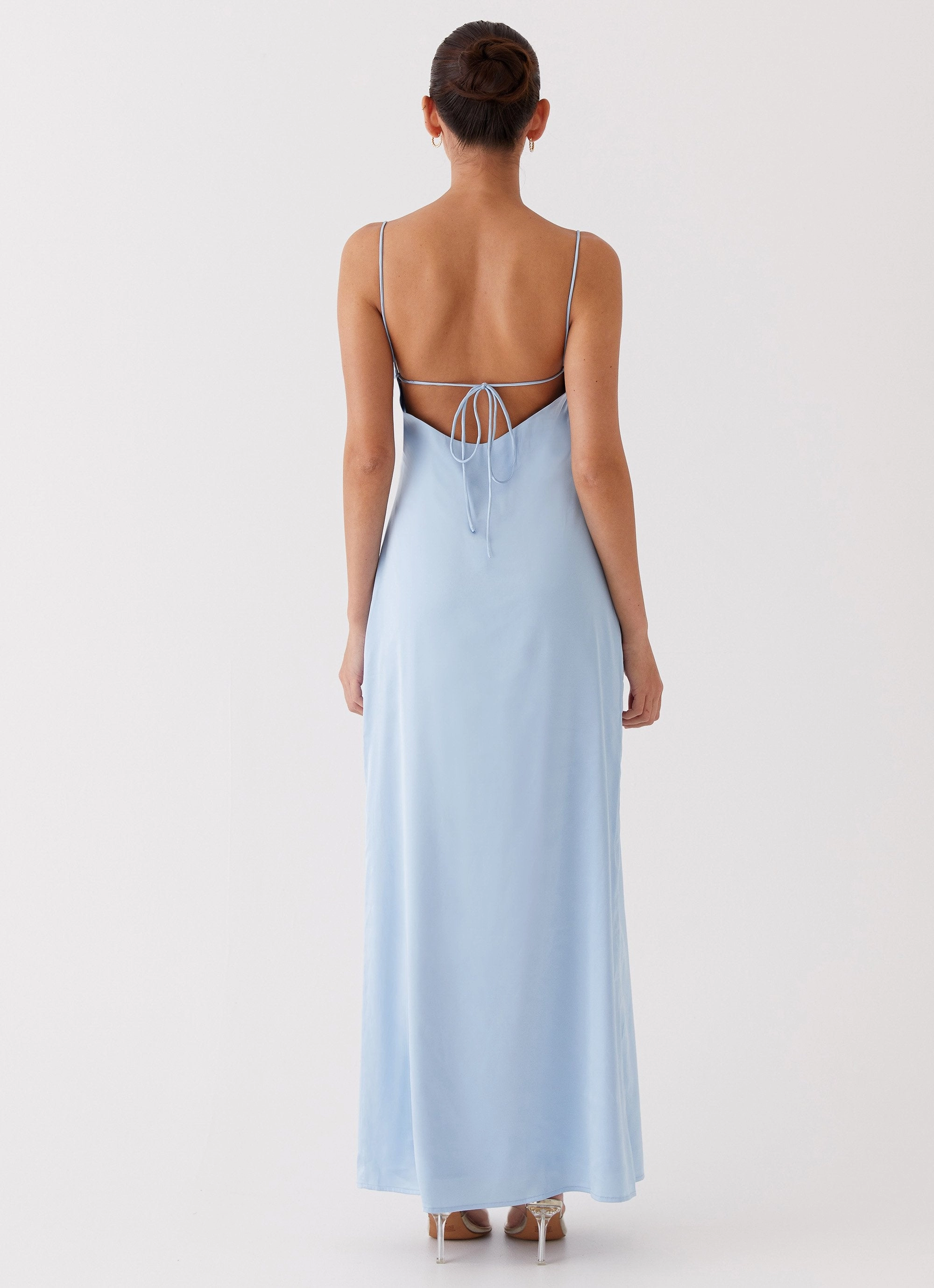 Dream Sight Lace Satin Maxi Dress - Ice Blue Villa Light Lightweight Material