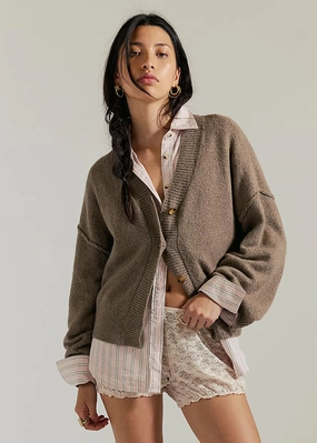 Cool Of The Night Cardi - Mocha Melange Versatile Comfort