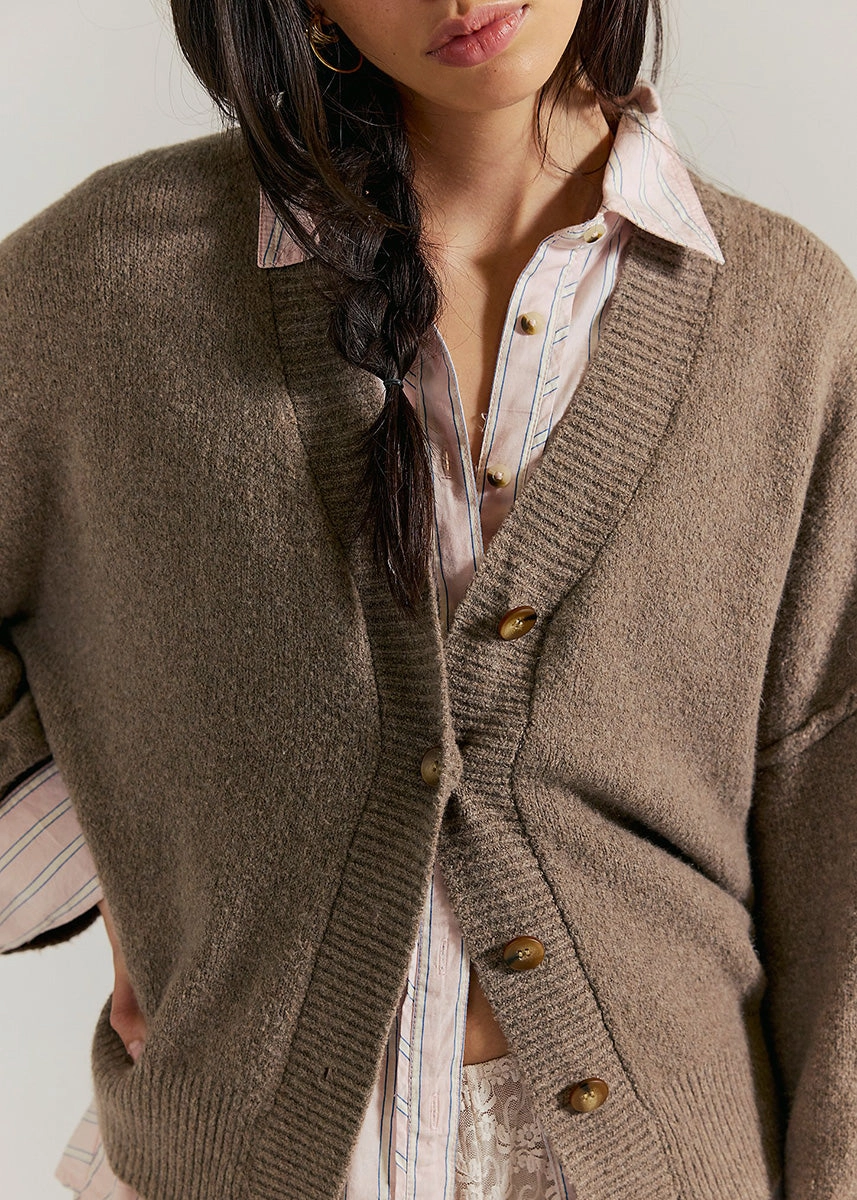 Chic Layering Cool Of The Night Cardi - Mocha Melange