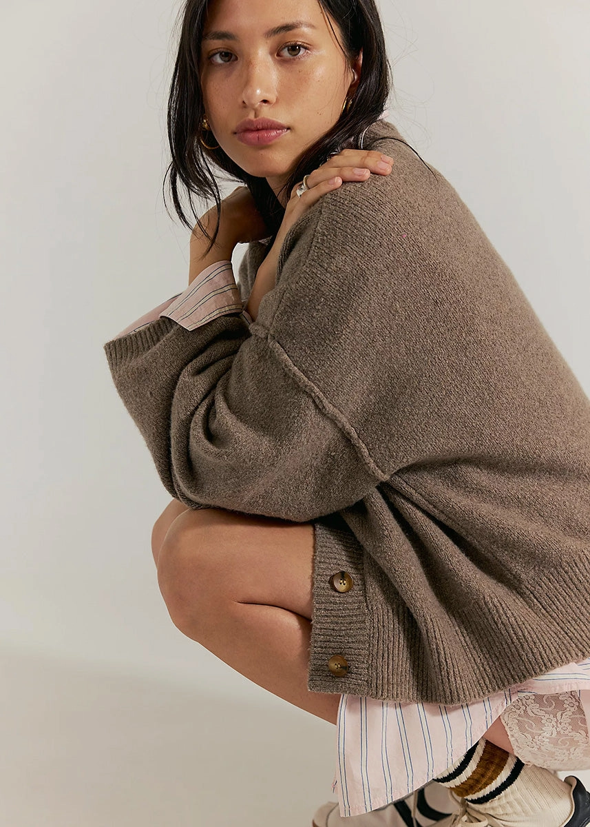 Cool Of The Night Cardi - Mocha Melange Chilly Day Style Chill Fit