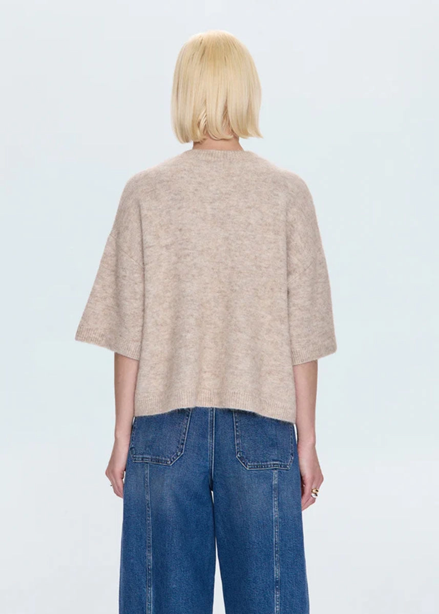 Breathable Stretch Shiloh Short Sleeve Crewneck Sweater - Oatmeal