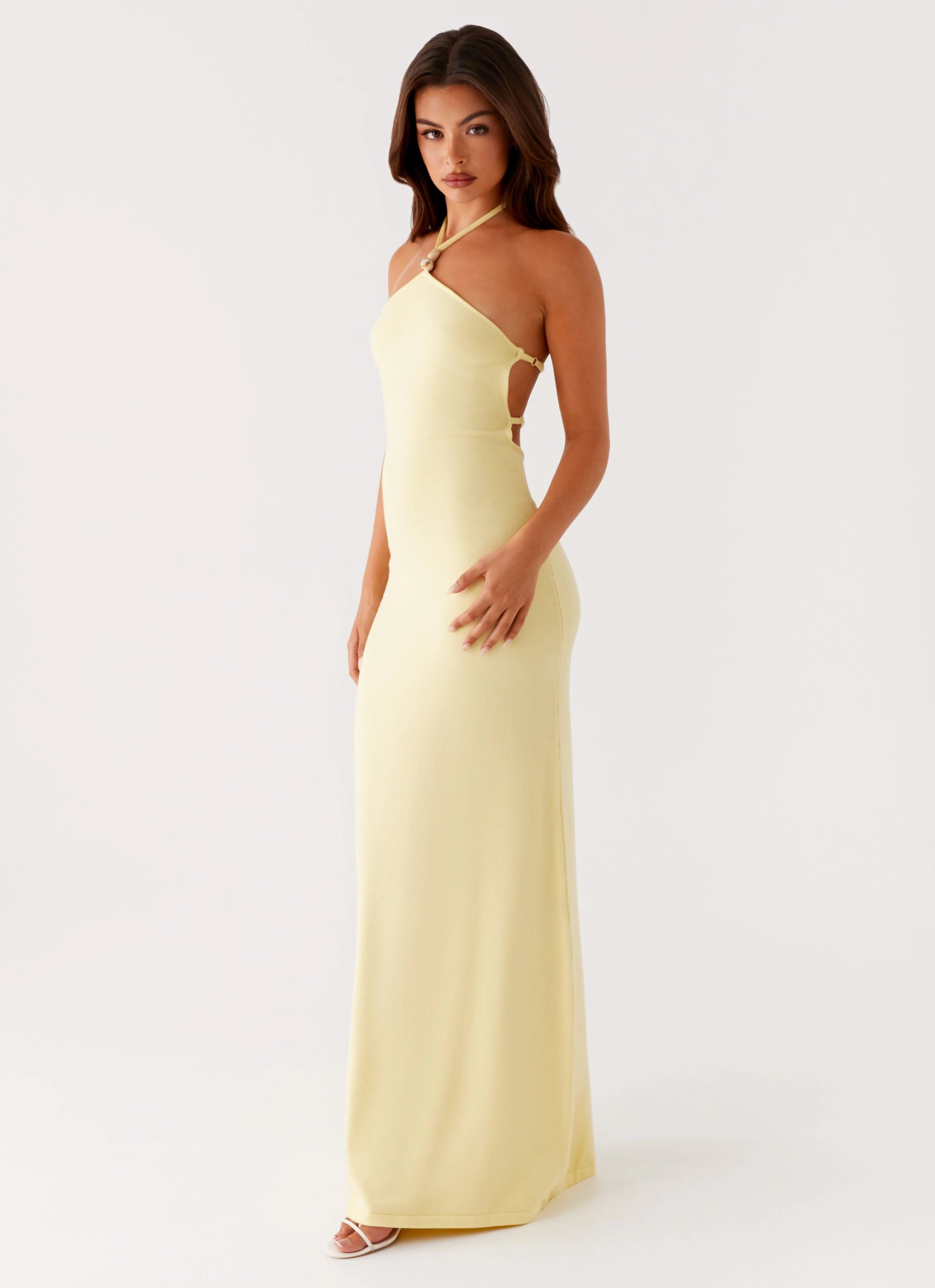 vacation look Clean Outfit Elisha Knit Maxi Dress - Yellow