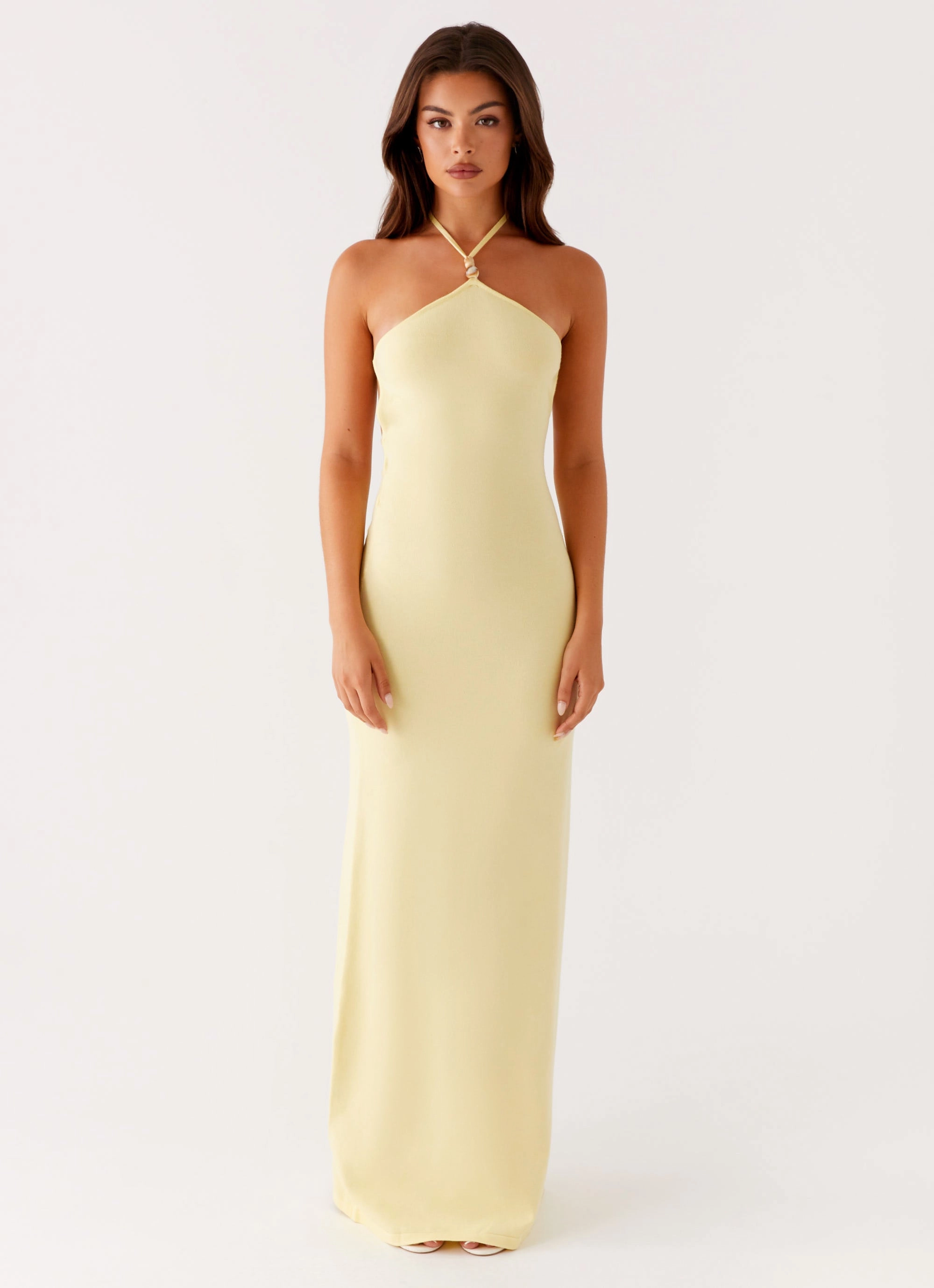 Elisha Knit Maxi Dress - Yellow Urban Drape Blush Shade