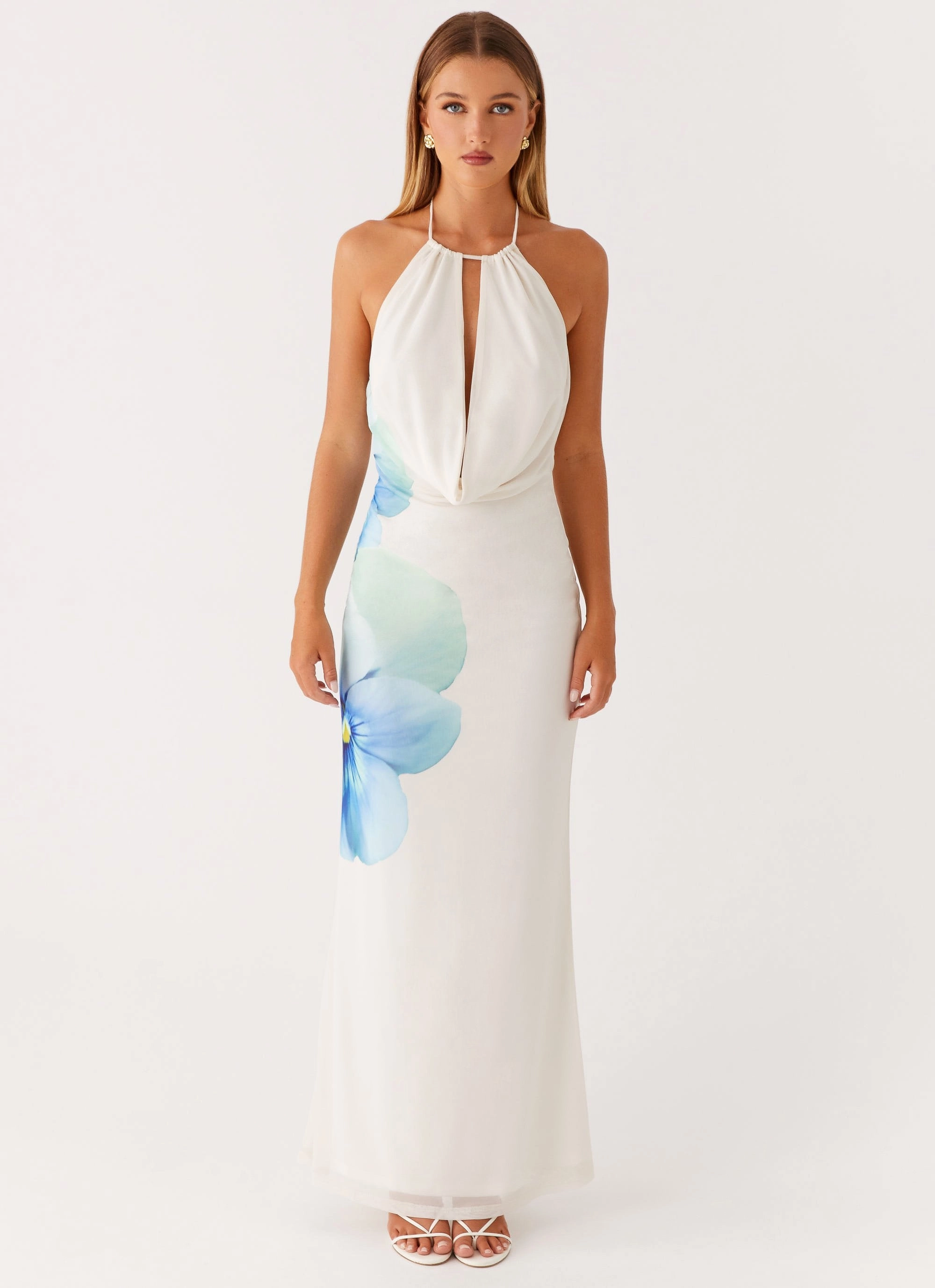Modern and Stylish Lightweight-Lining Elo Maxi Dress - Ivory