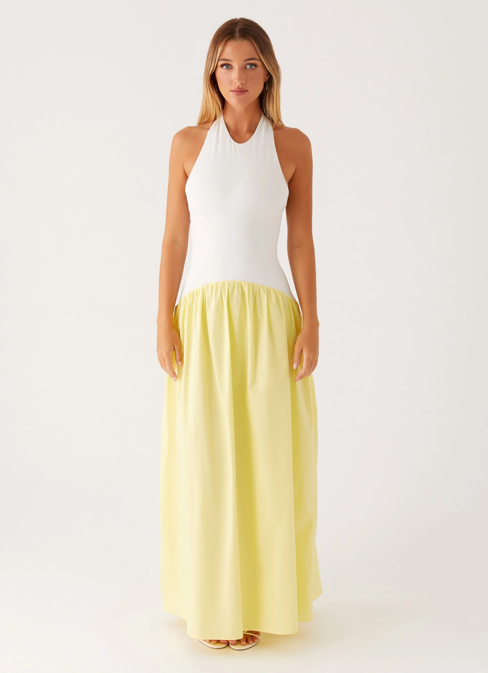Elora Maxi Dress - Yellow Spliced All Time Fit Smart Style