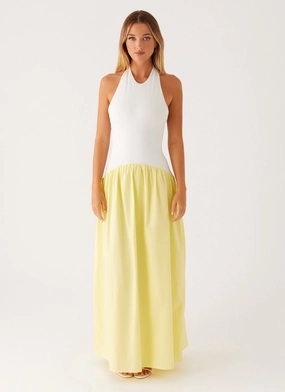 Elora Maxi Dress - Yellow Spliced All Time Fit Smart Style