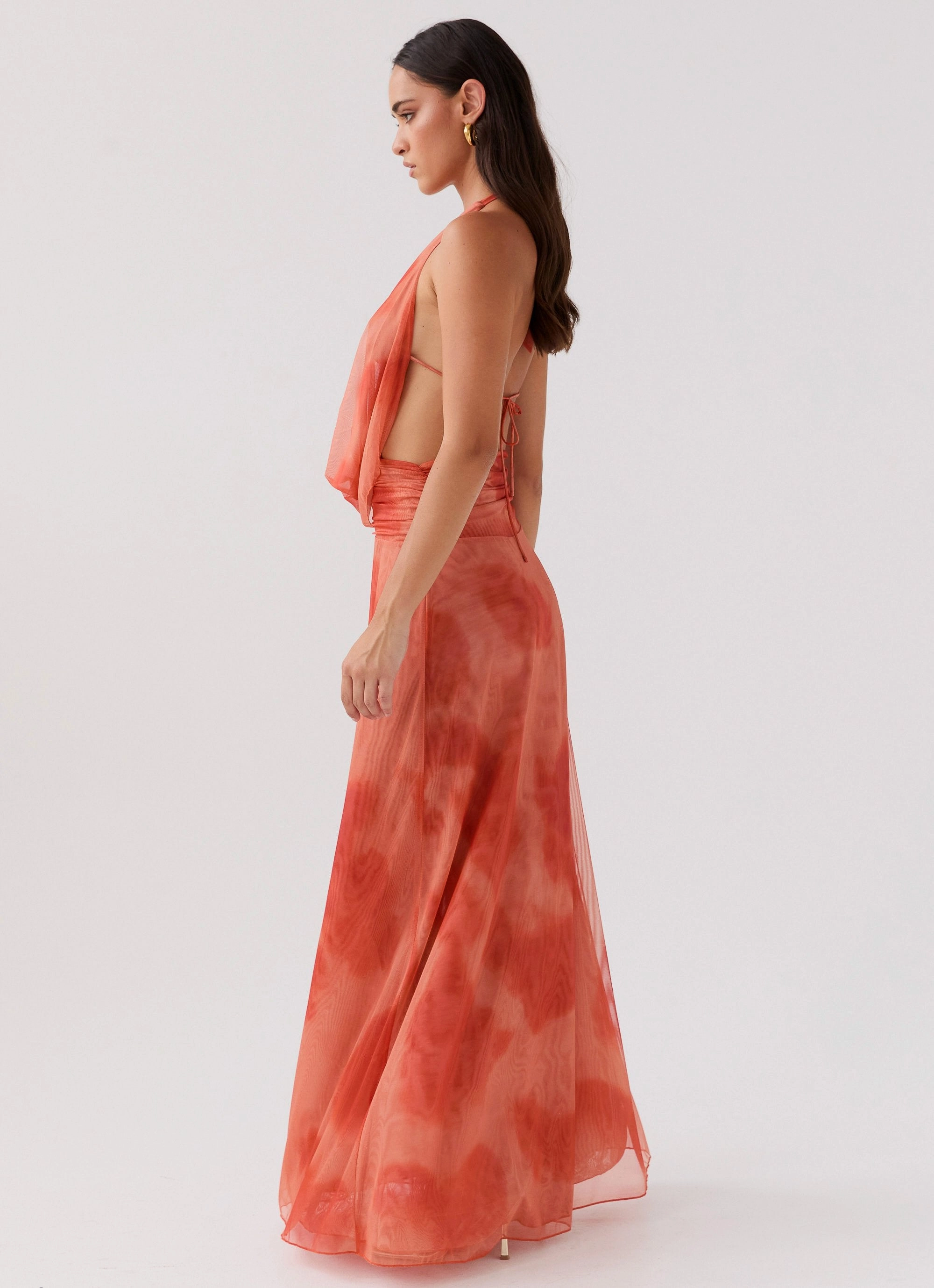 Elysia Chiffon Maxi Dress - Fiery Fusion single wear